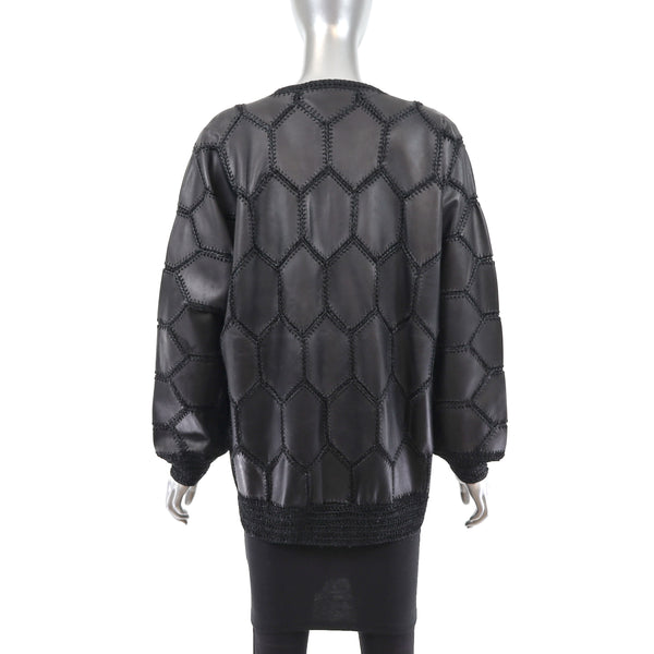 Black Leather Jacket- Size L