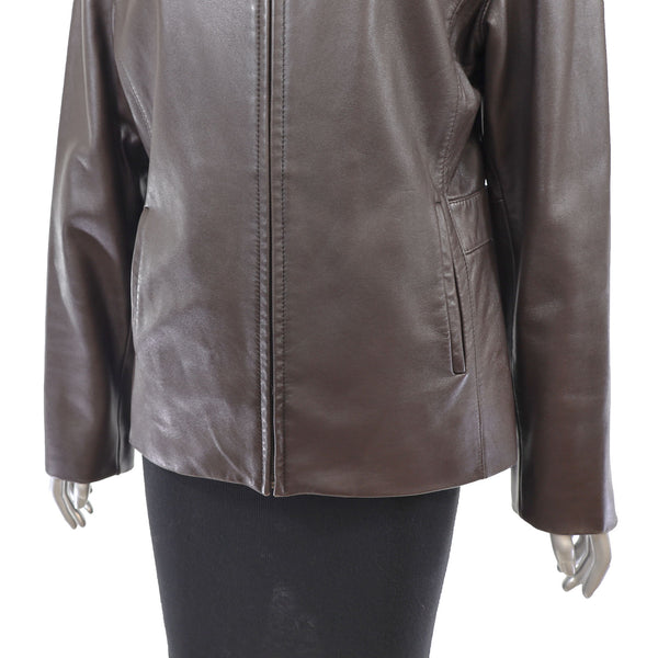 Brown Leather Jacket- Size M