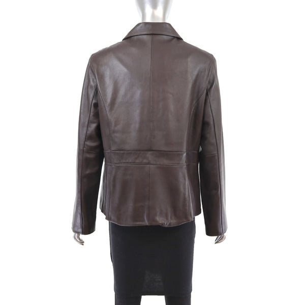 Brown Leather Jacket- Size M