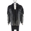 Leather Jacket with Opossum- Size L
