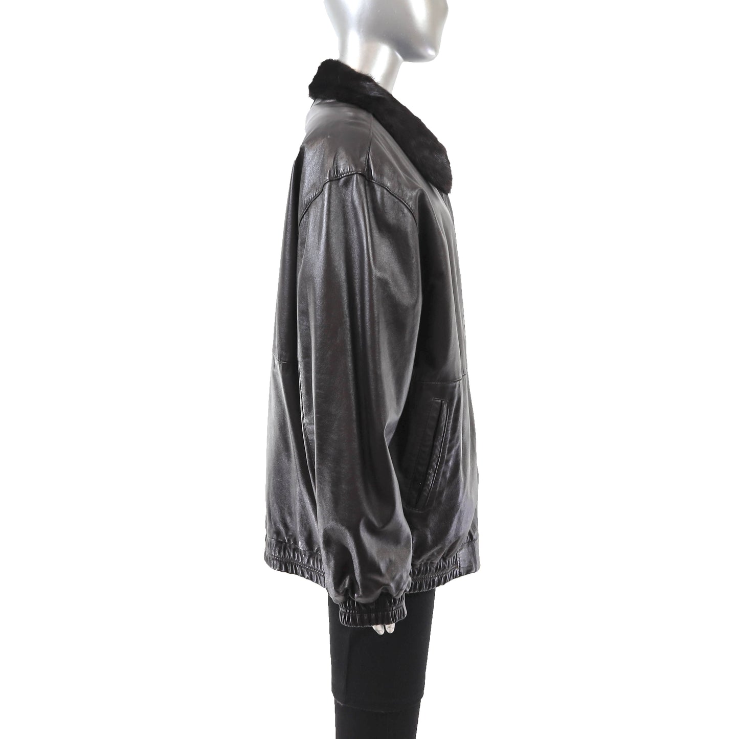 Dark Brown Mink Jacket Reversible to Leather- Size XL
