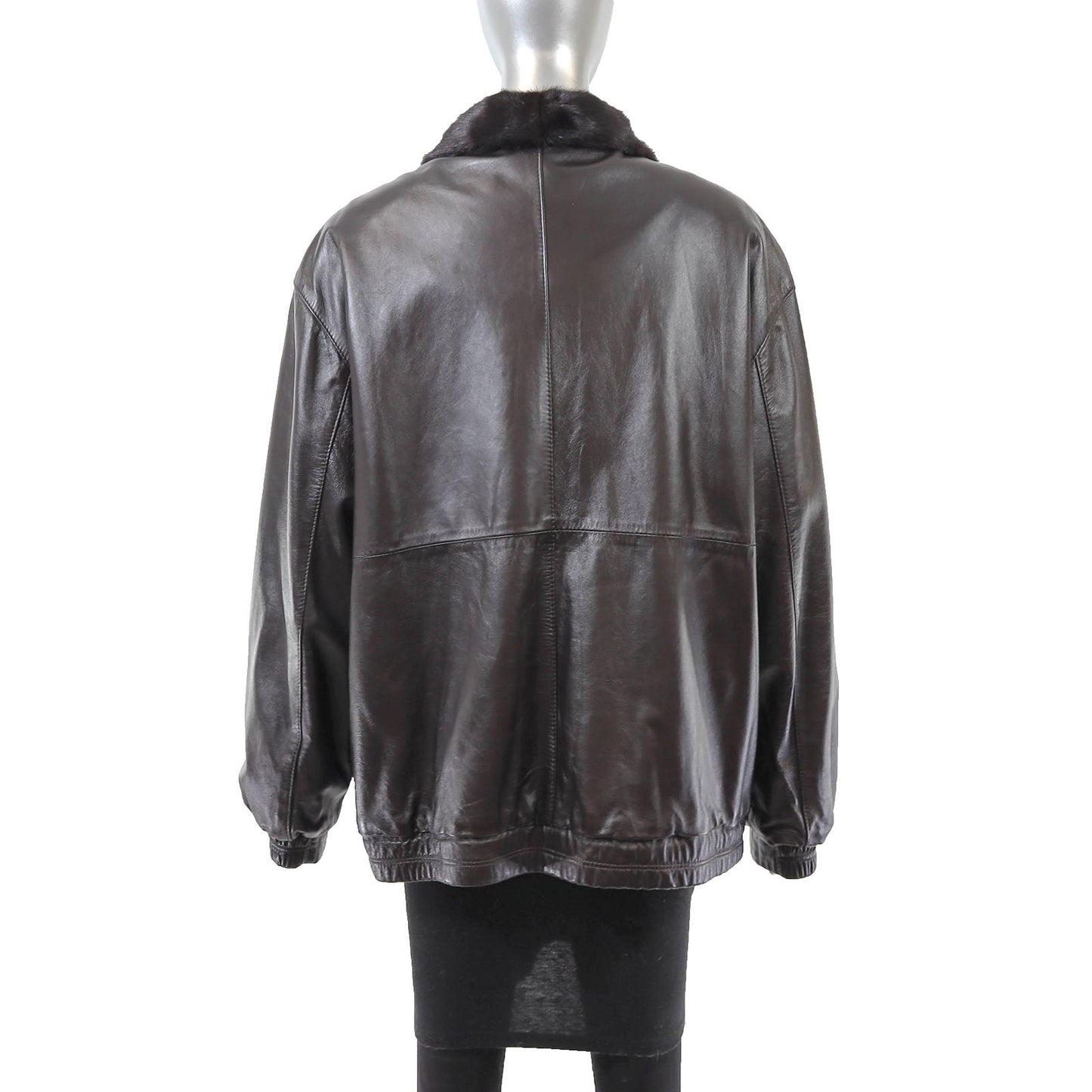 Dark Brown Mink Jacket Reversible to Leather- Size XL