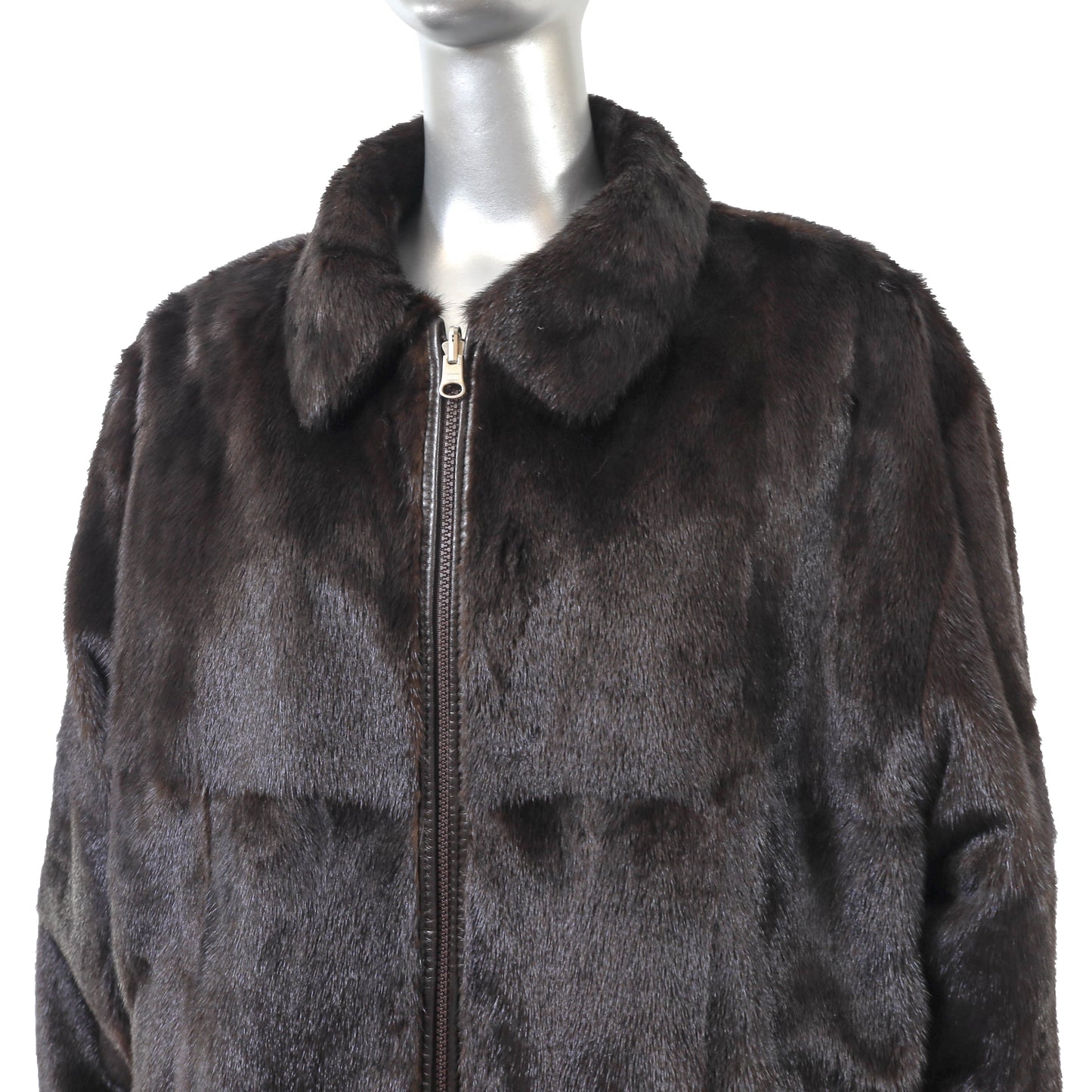 Dark Brown Mink Jacket Reversible to Leather- Size XL