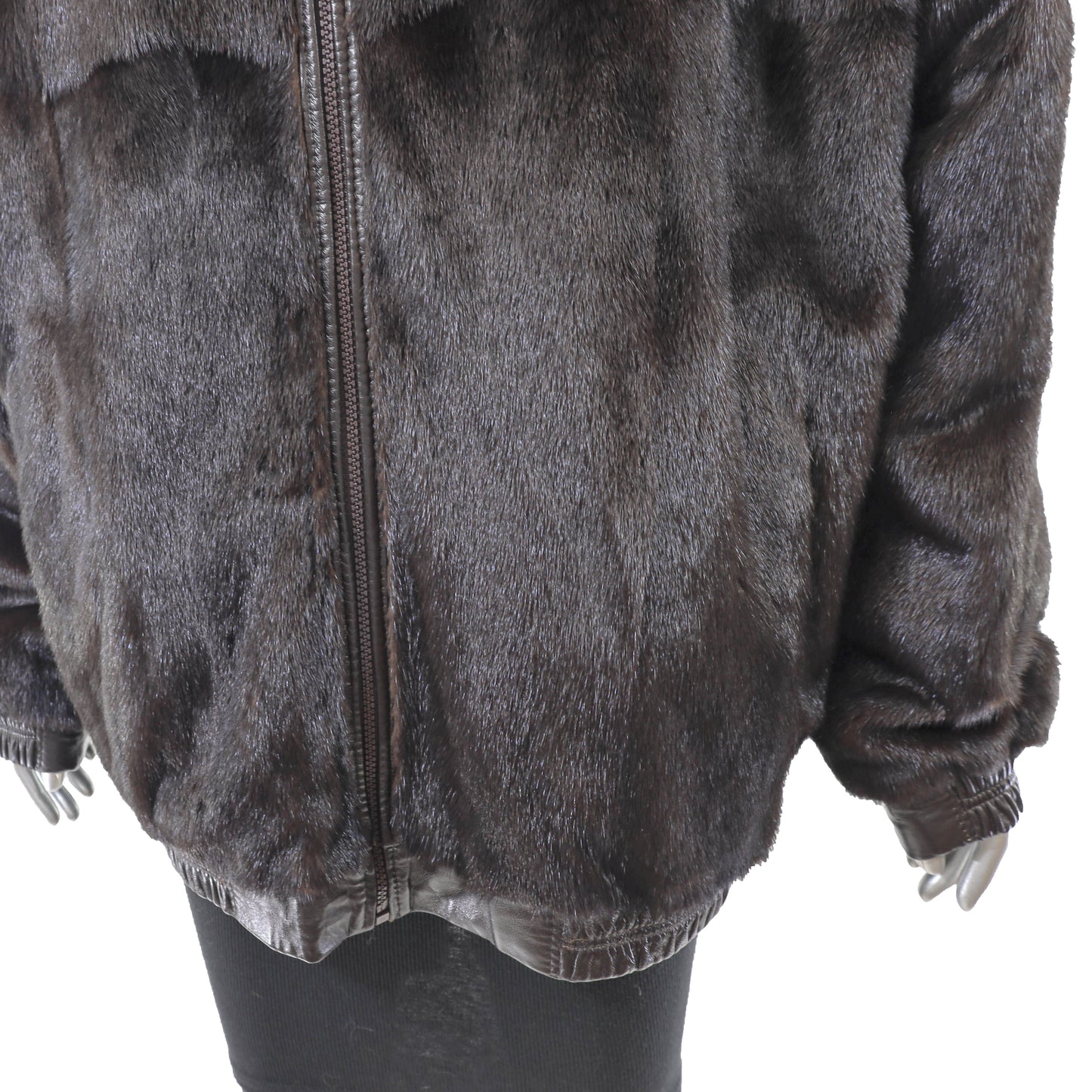 Dark Brown Mink Jacket Reversible to Leather- Size XL