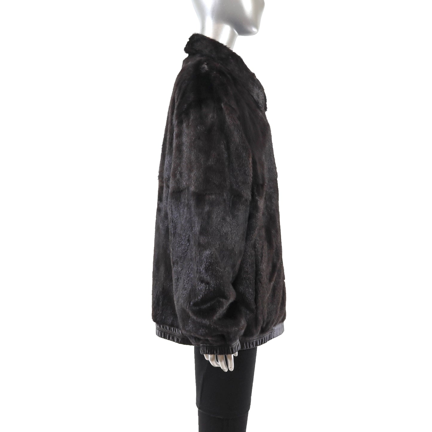Dark Brown Mink Jacket Reversible to Leather- Size XL