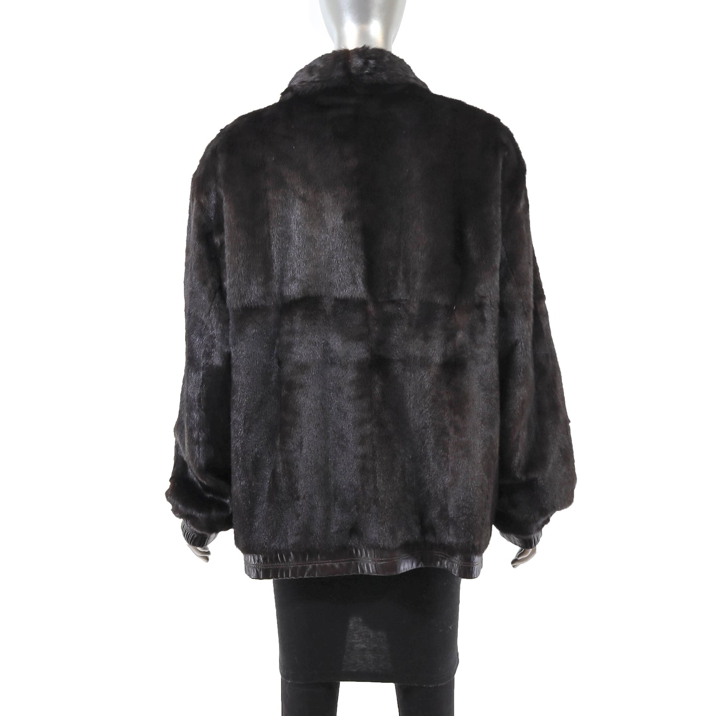 Dark Brown Mink Jacket Reversible to Leather- Size XL