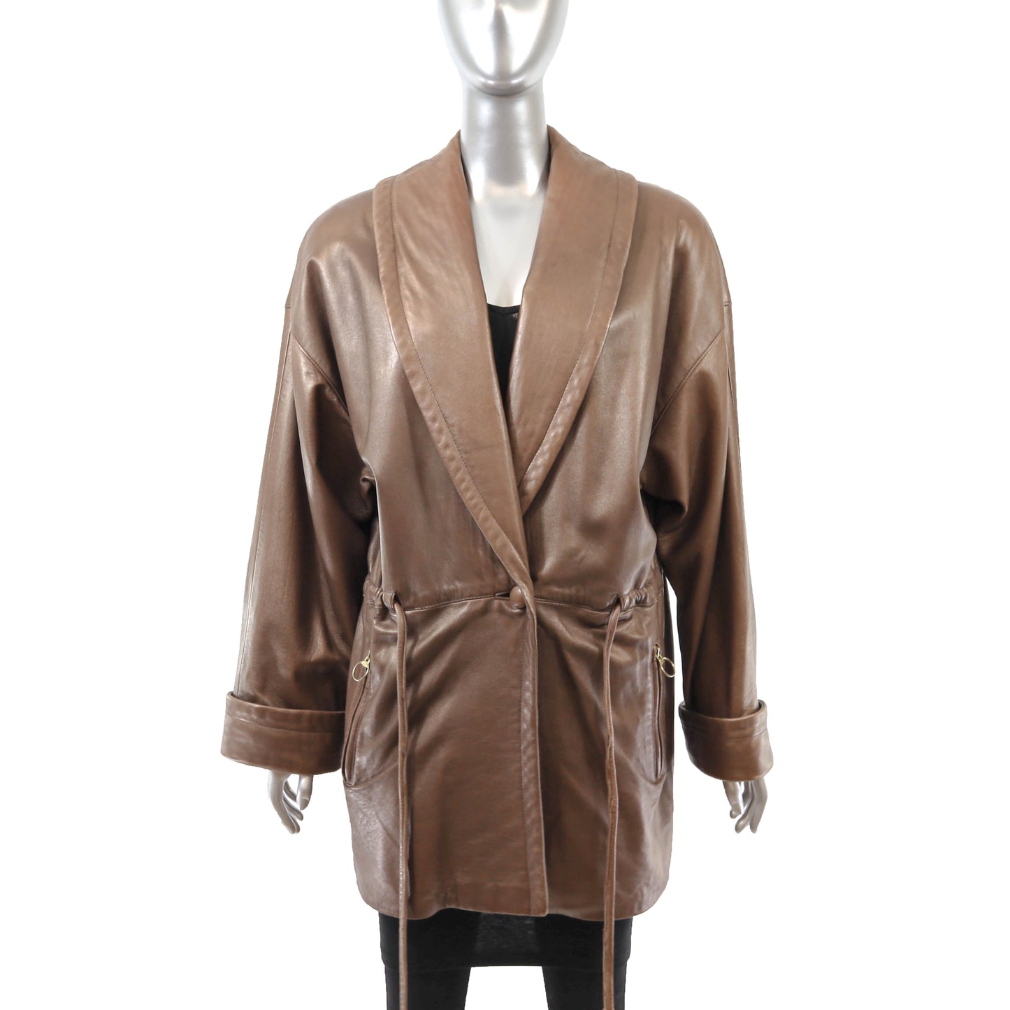 Brown Leather Jacket- Size L