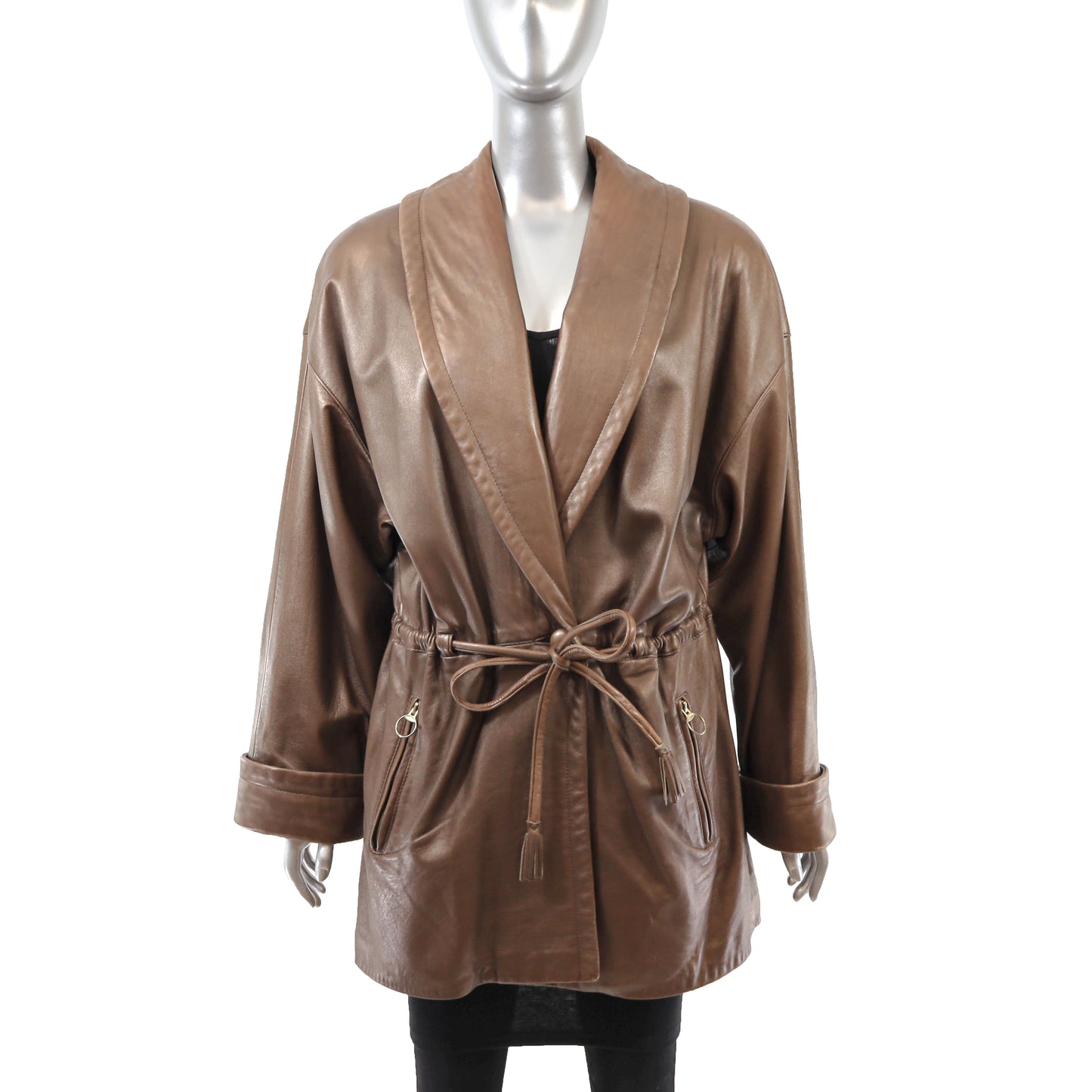 Brown Leather Jacket- Size L