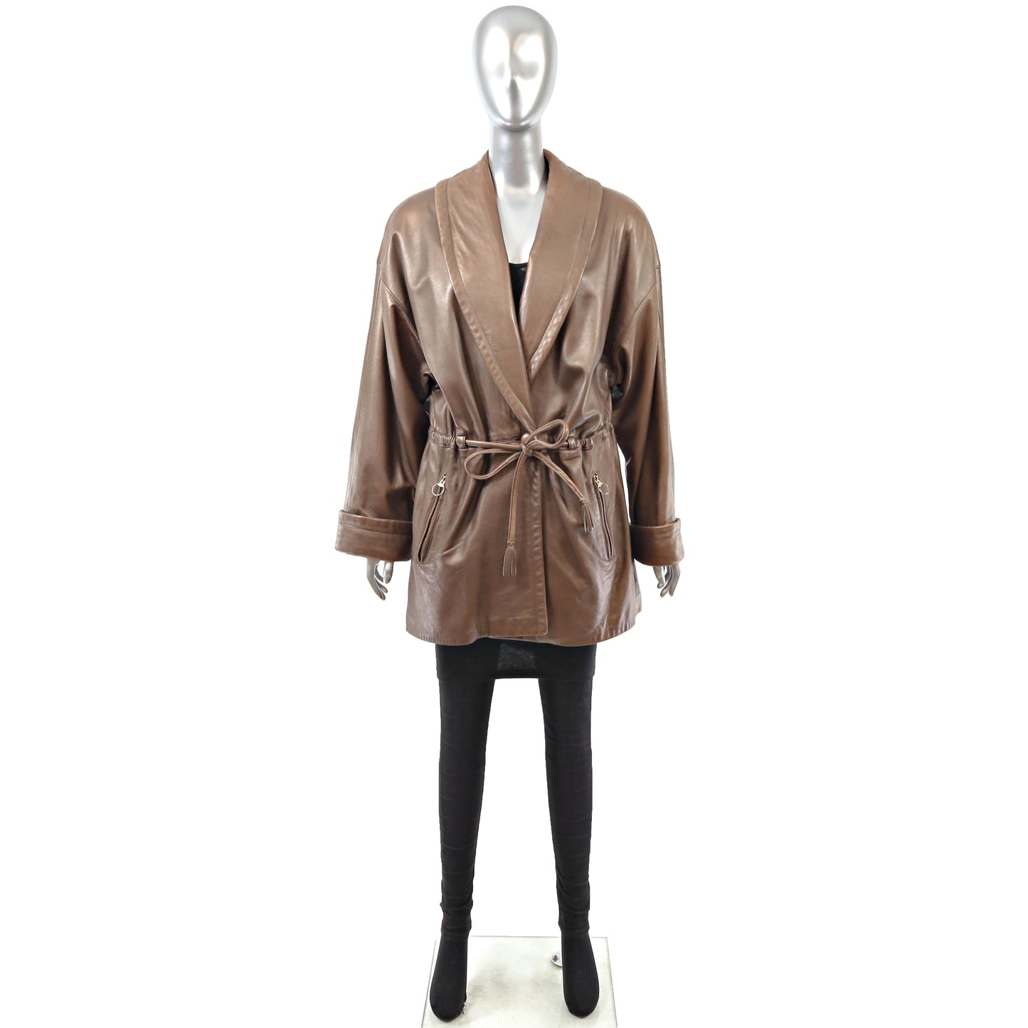 Brown Leather Jacket- Size L