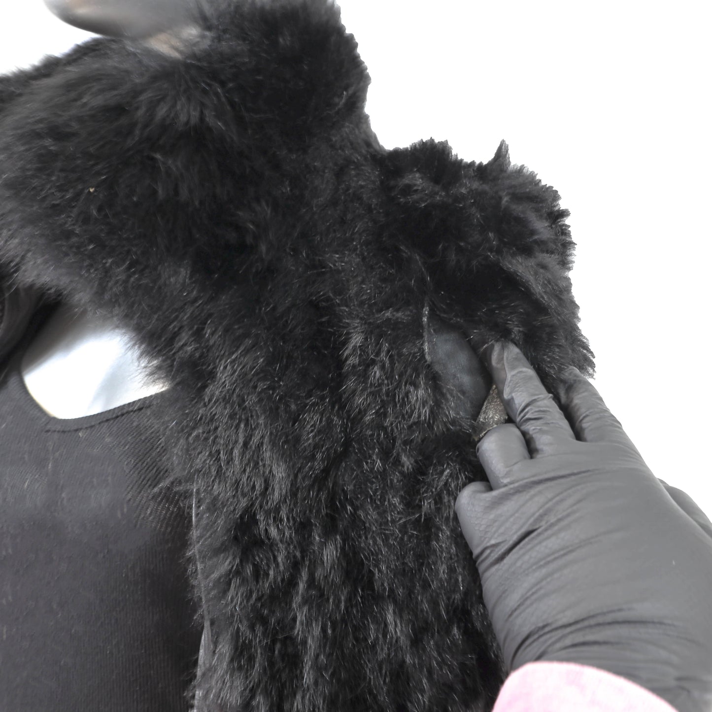 Black Leather Jacket with Detachable Opossum Lining- Size S-M