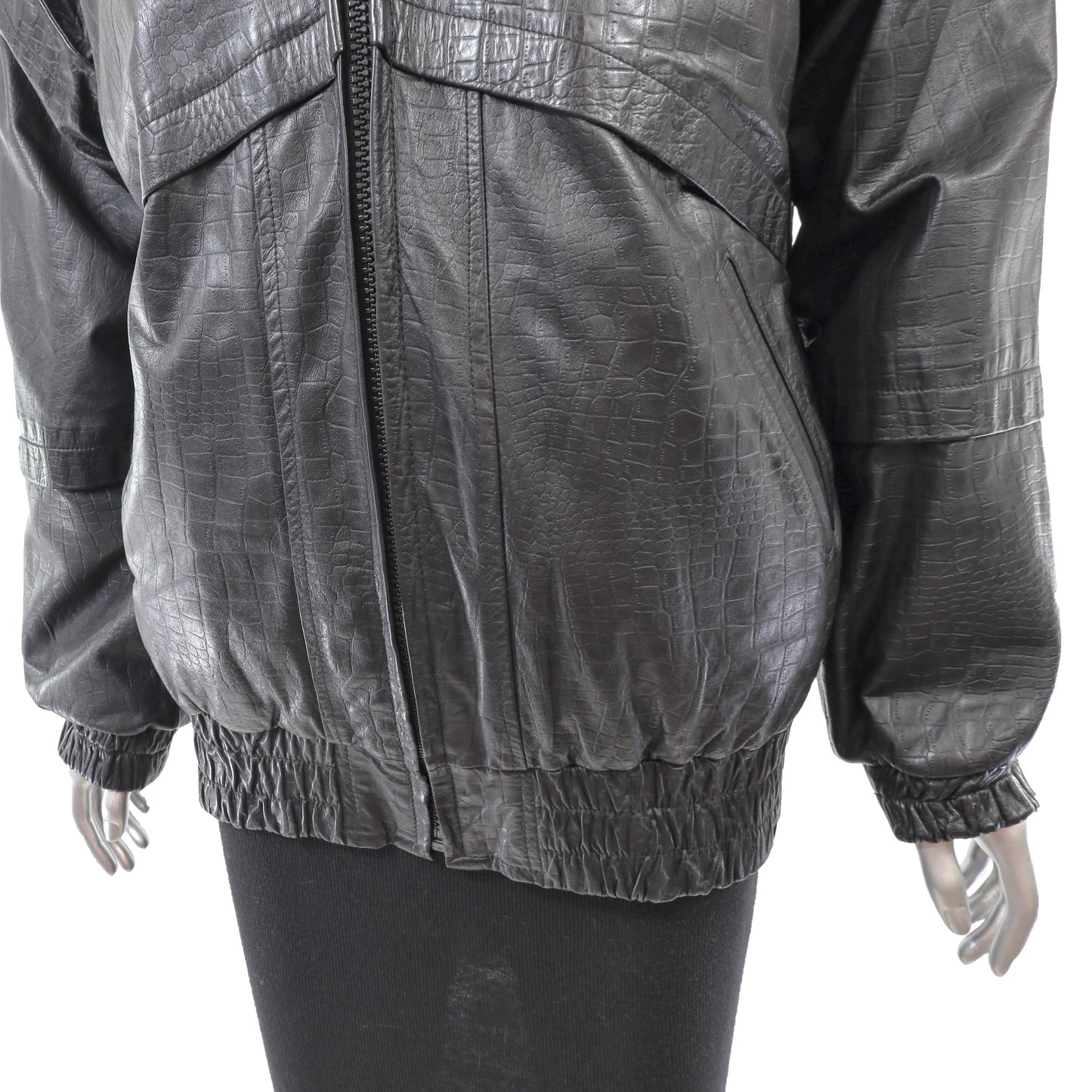 Black Leather Jacket with Detachable Opossum Lining- Size S-M
