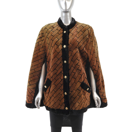 Sheared Mink Cape with Design- Size Free