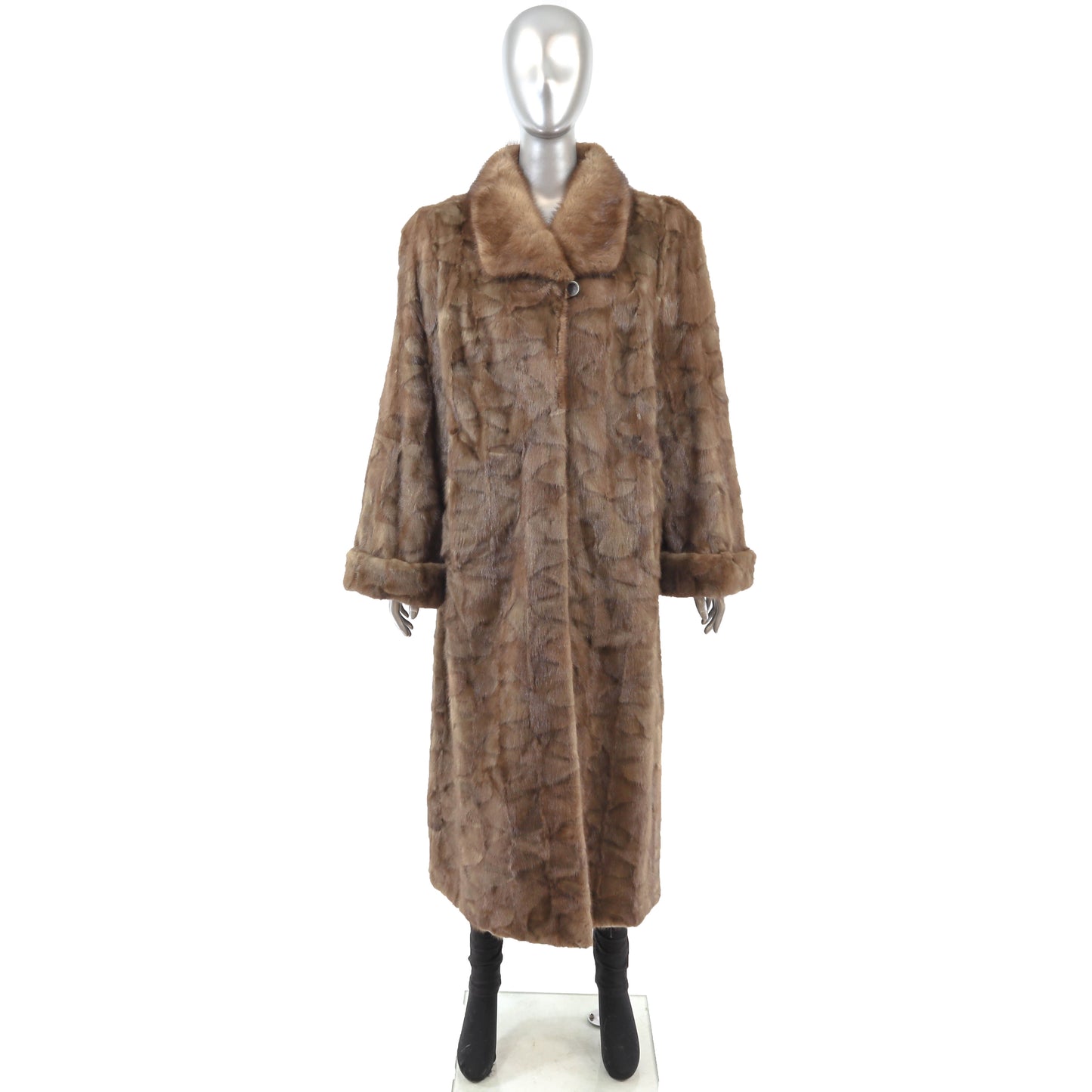 Light Brown Section Mink Coat- Size L-XL