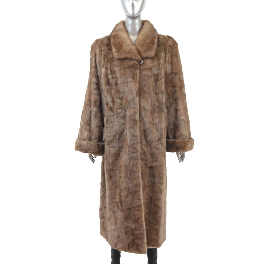 Light Brown Section Mink Coat- Size L-XL