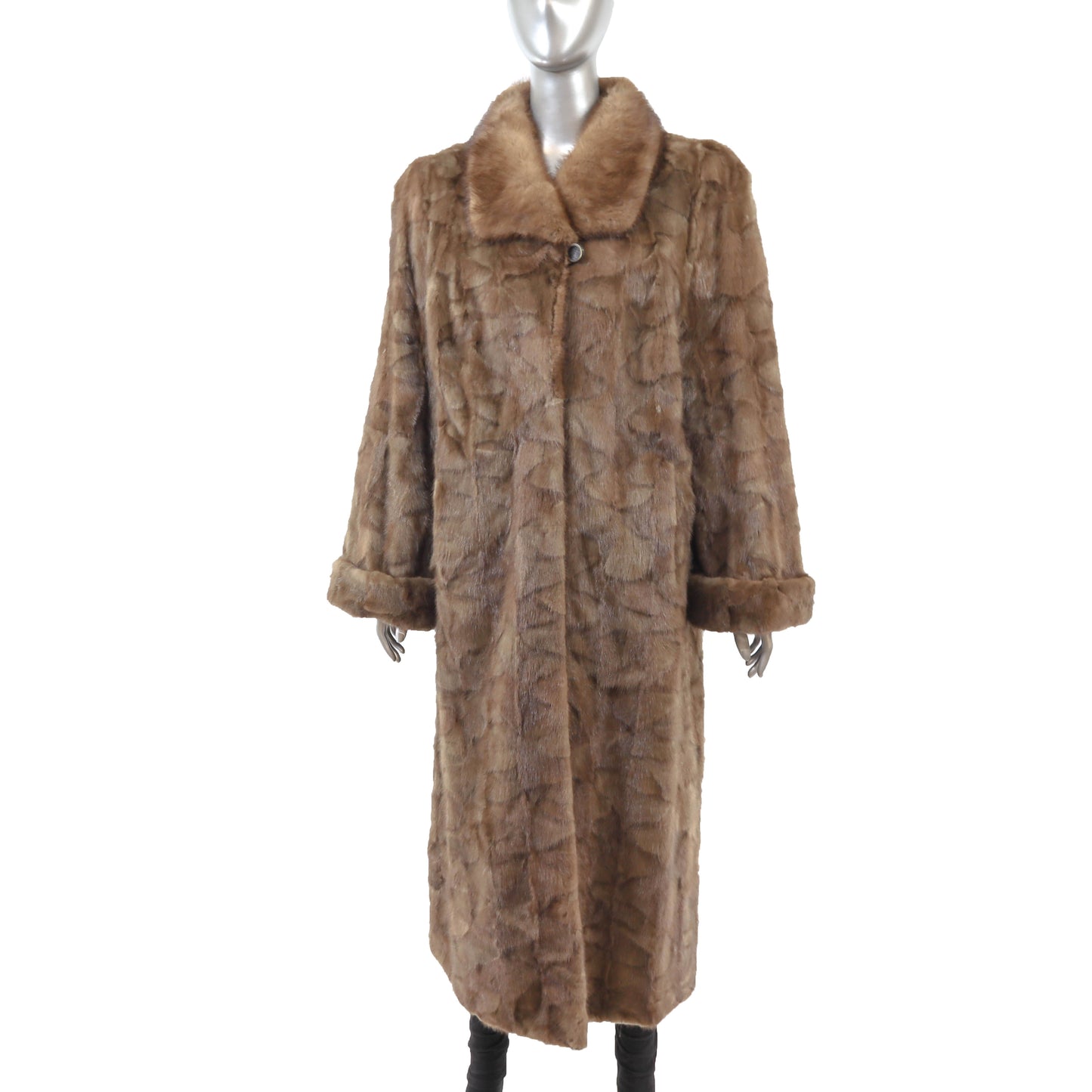 Light Brown Section Mink Coat- Size L-XL