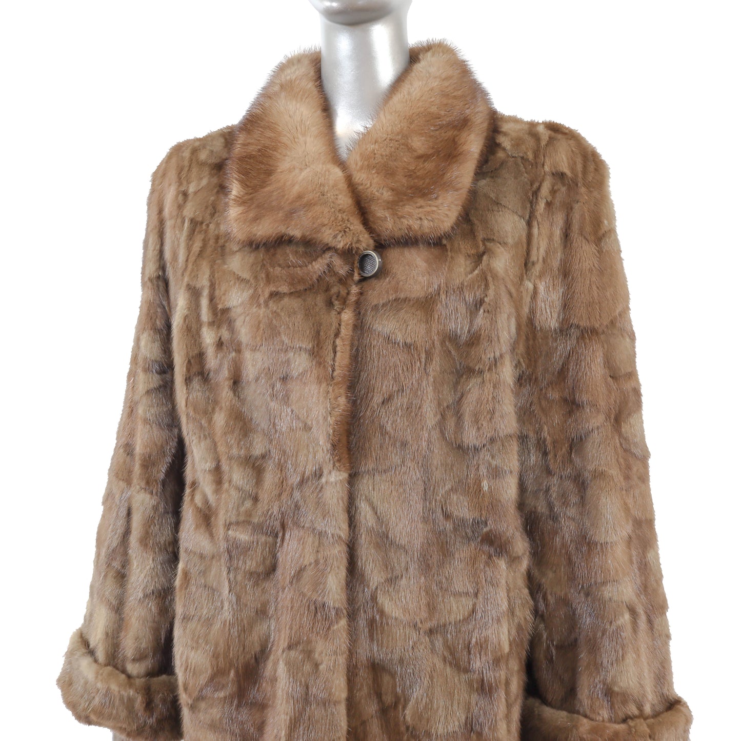 Light Brown Section Mink Coat- Size L-XL