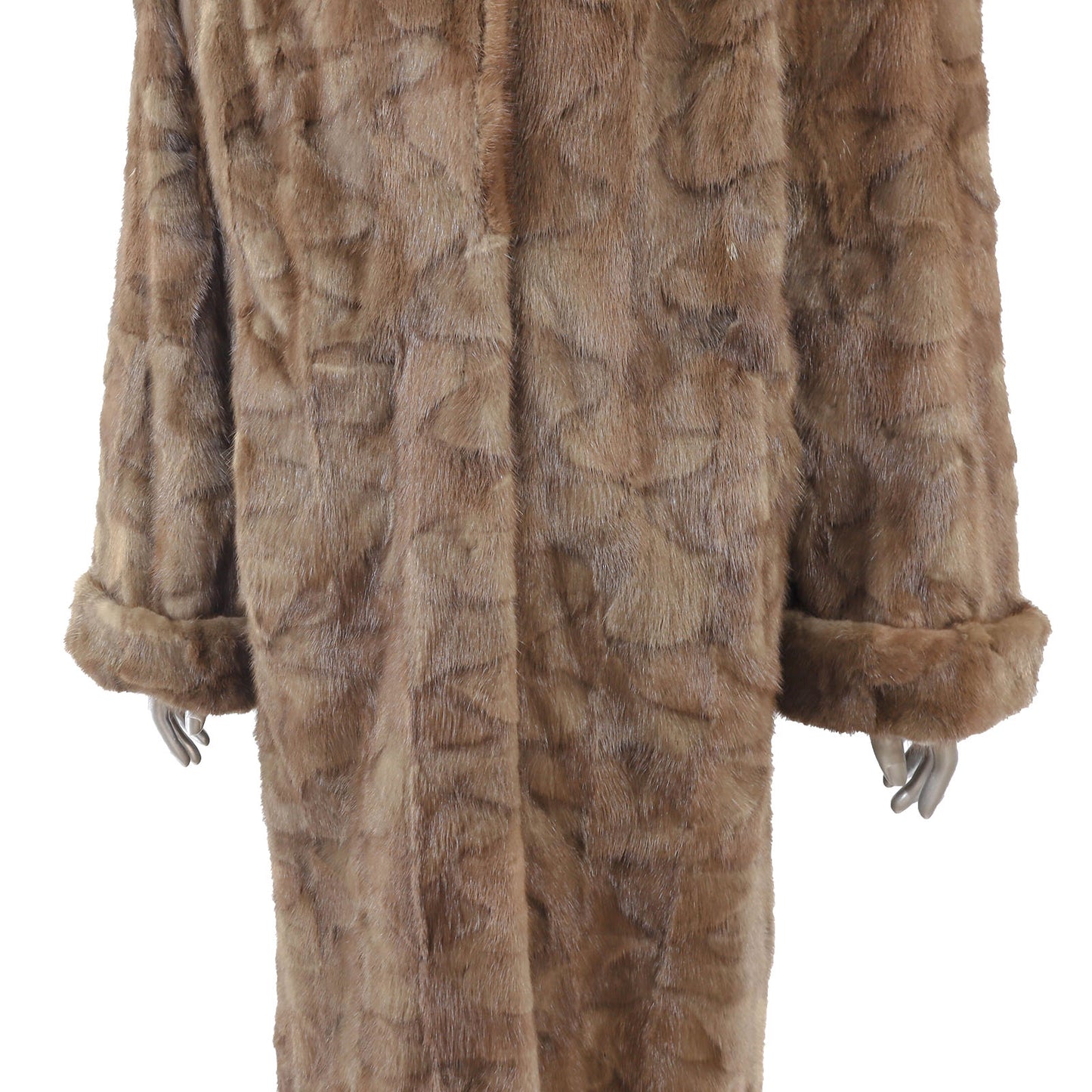 Light Brown Section Mink Coat- Size L-XL