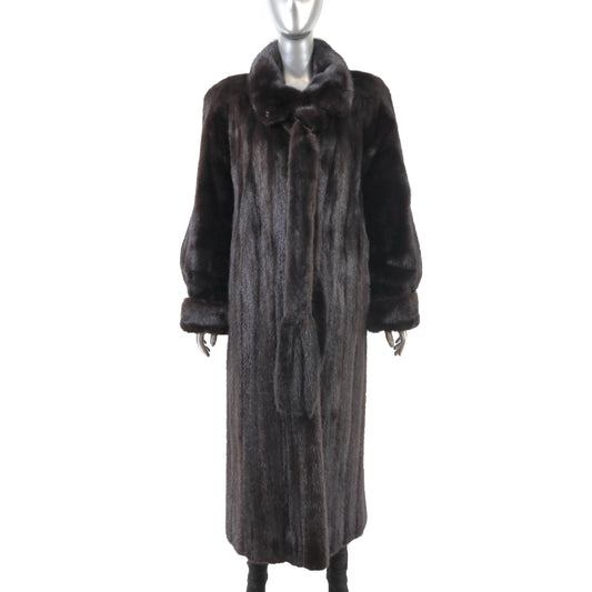 Black Mink Coat with Matching Scarf- Size XXL