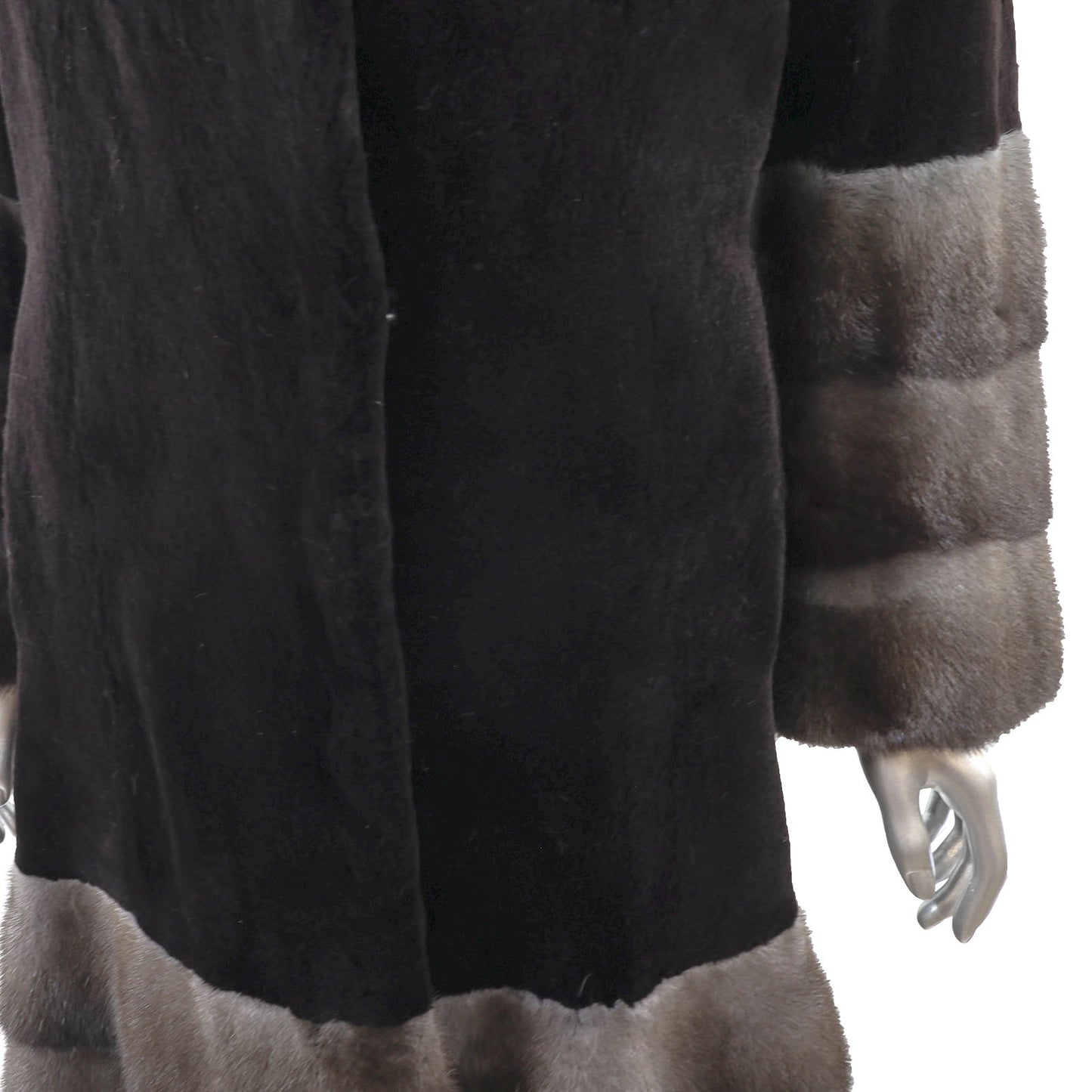 Sheared Mink 7/8 Coat with Mink Trim- Size S