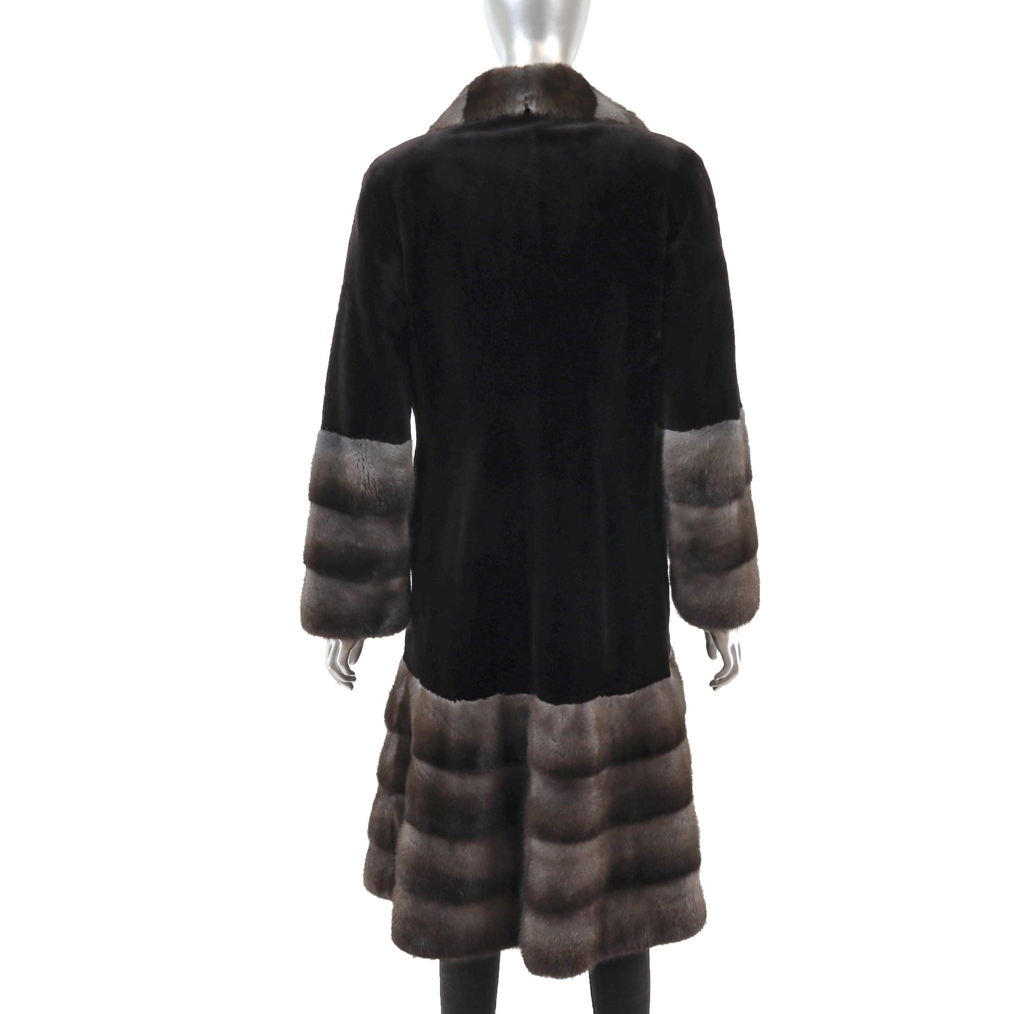 Sheared Mink 7/8 Coat with Mink Trim- Size S