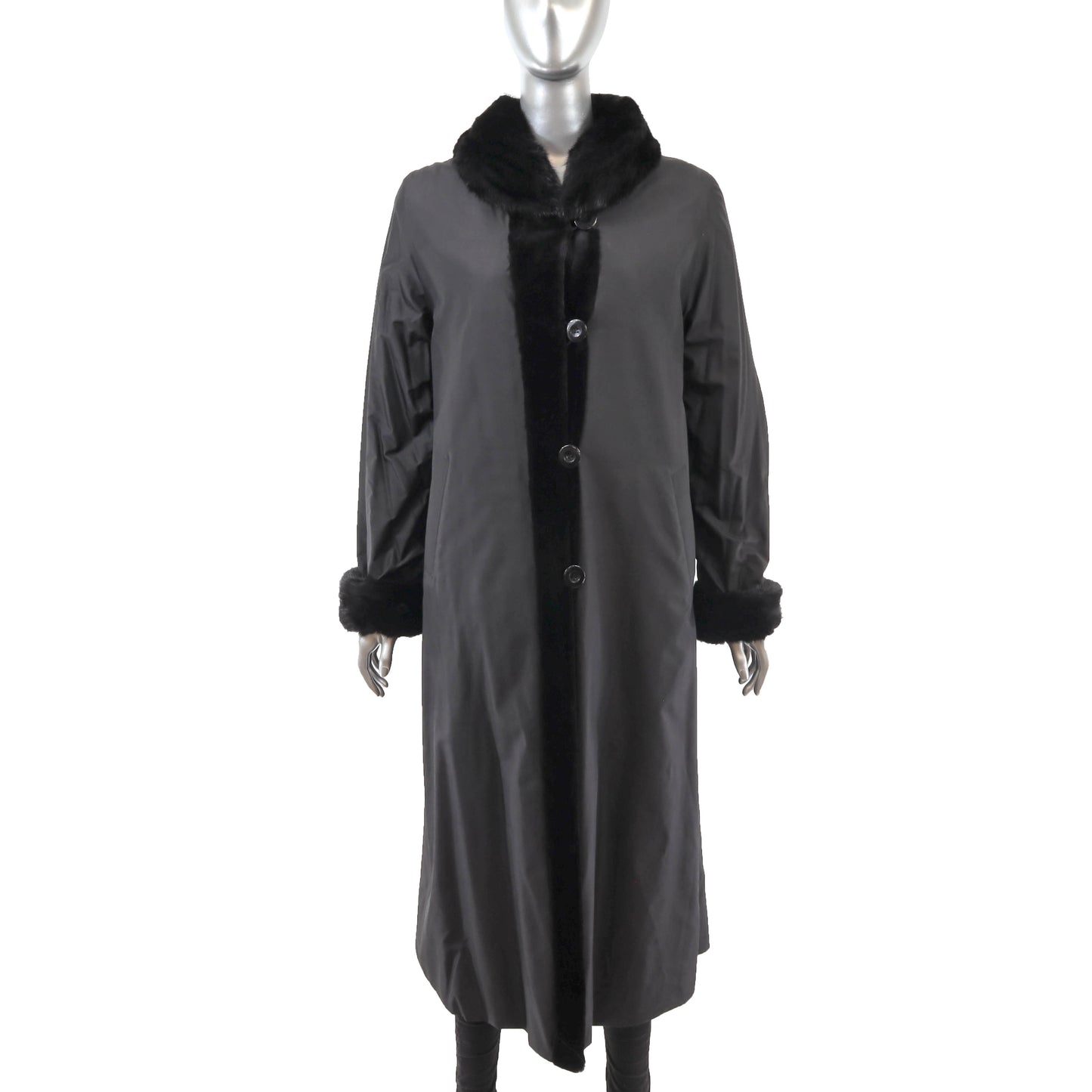 Black Sheared Reversible Mink Coat- Size M