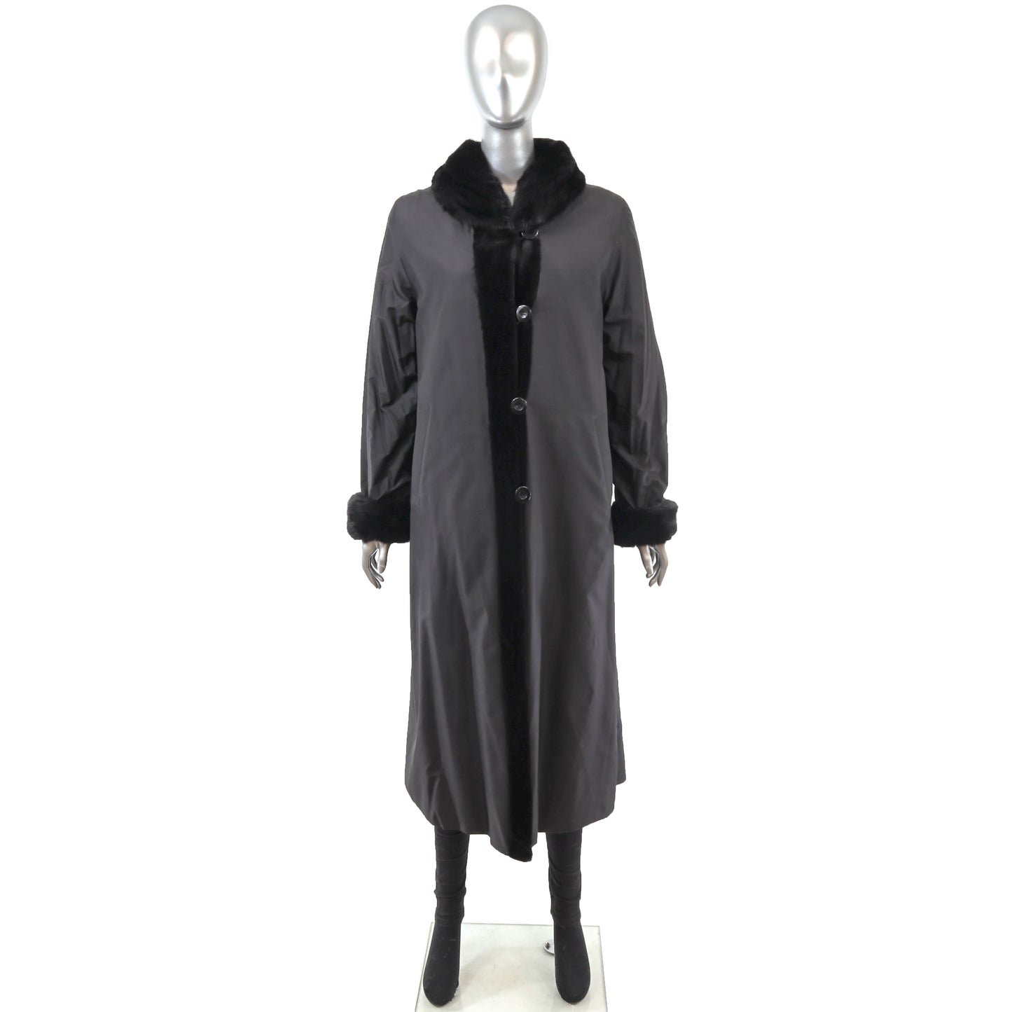 Black Sheared Reversible Mink Coat- Size M