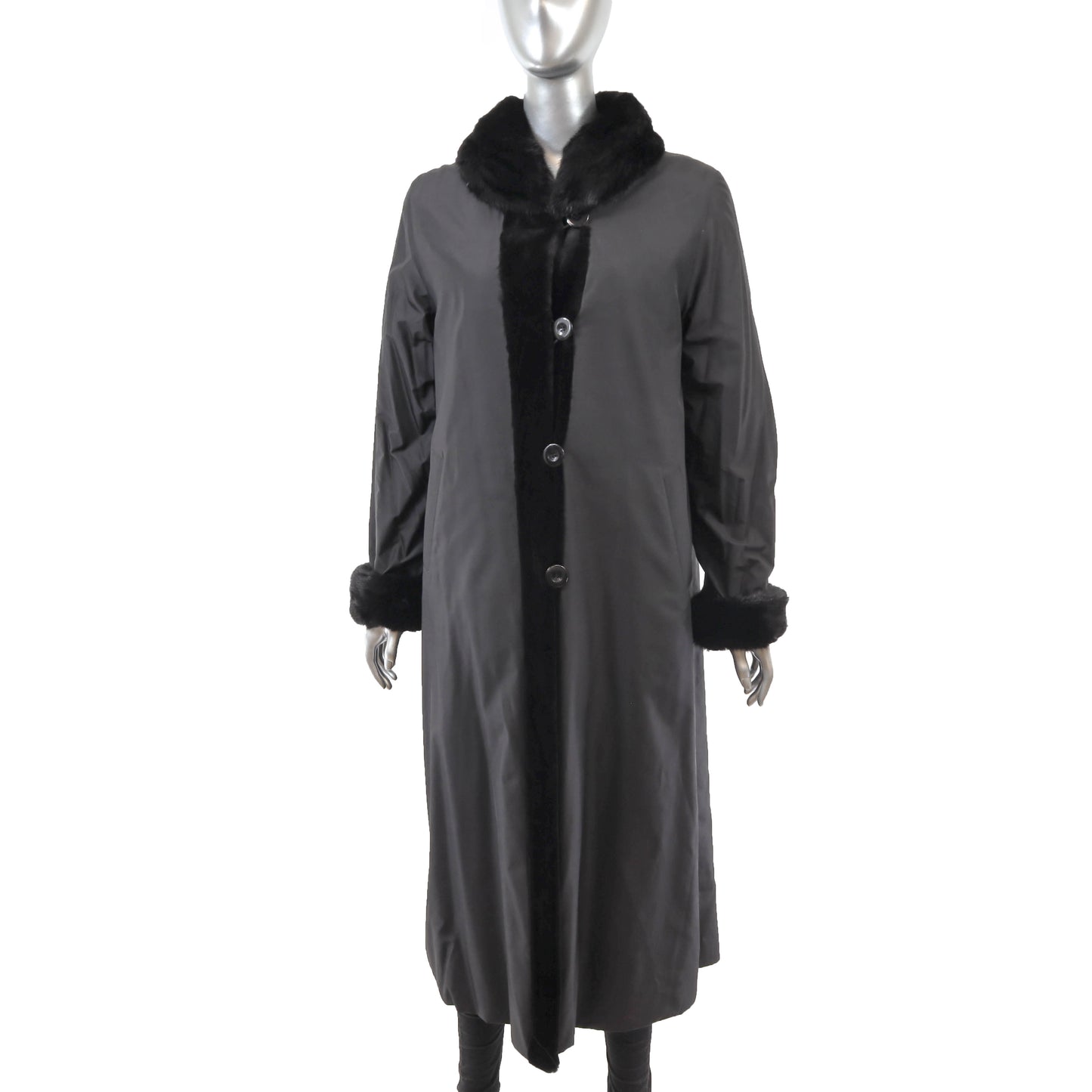 Black Sheared Reversible Mink Coat- Size M