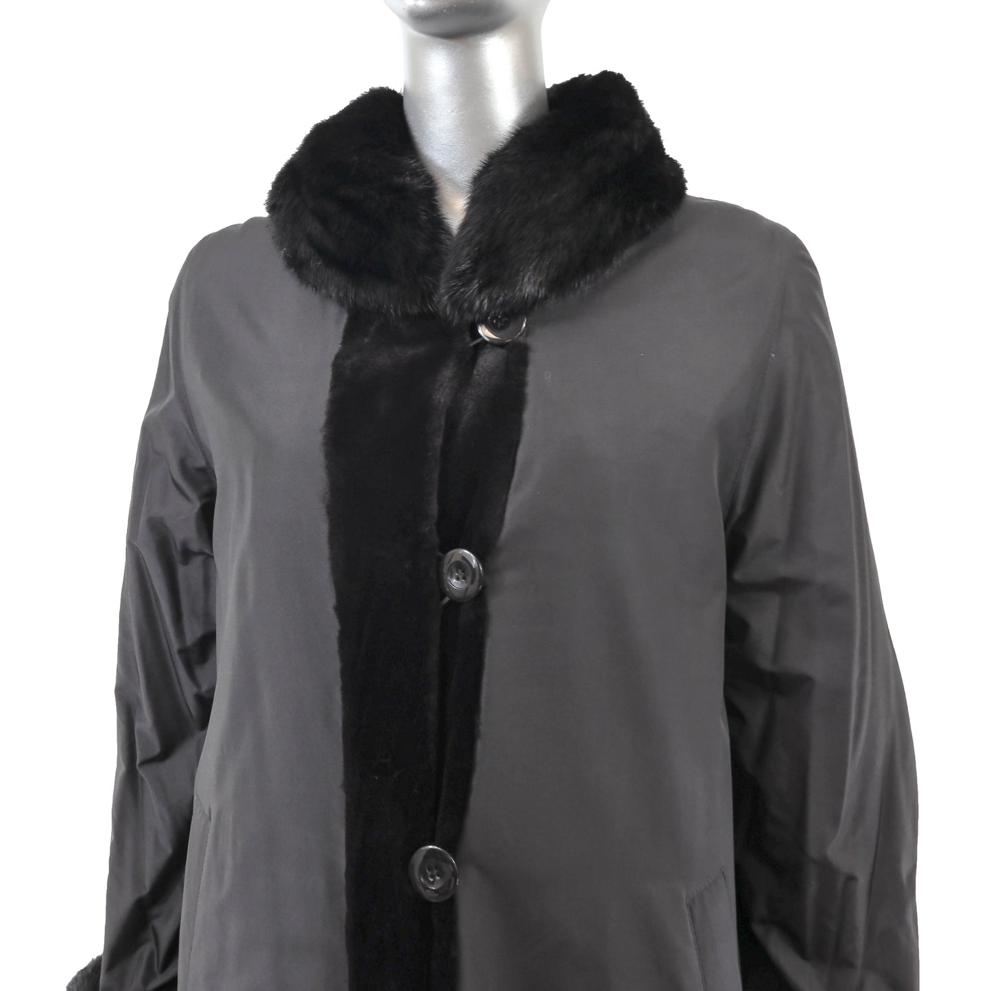 Black Sheared Reversible Mink Coat- Size M