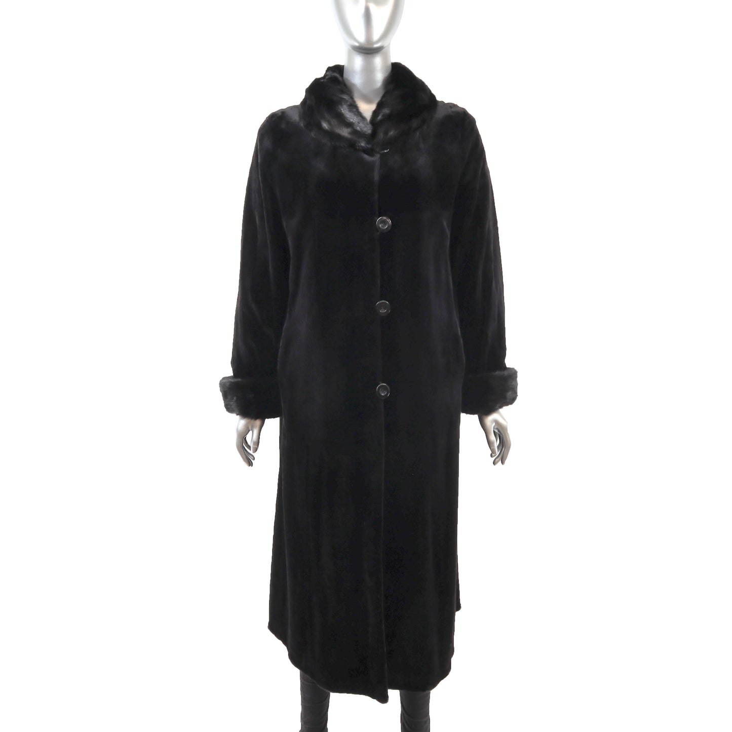 Black Sheared Reversible Mink Coat- Size M