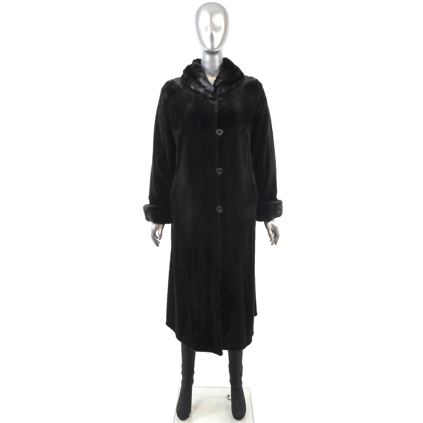 Black Sheared Reversible Mink Coat- Size M