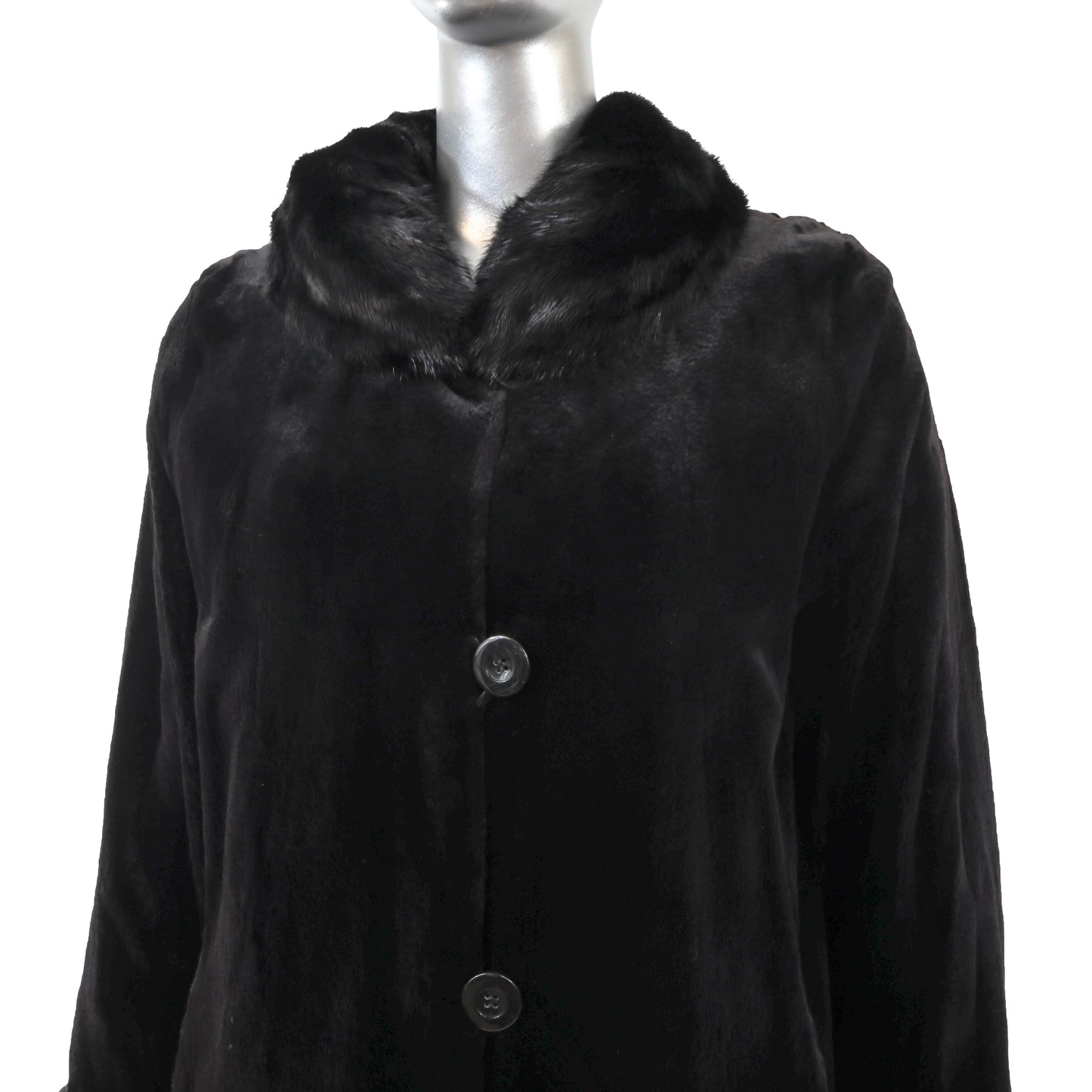 Black Sheared Reversible Mink Coat- Size M
