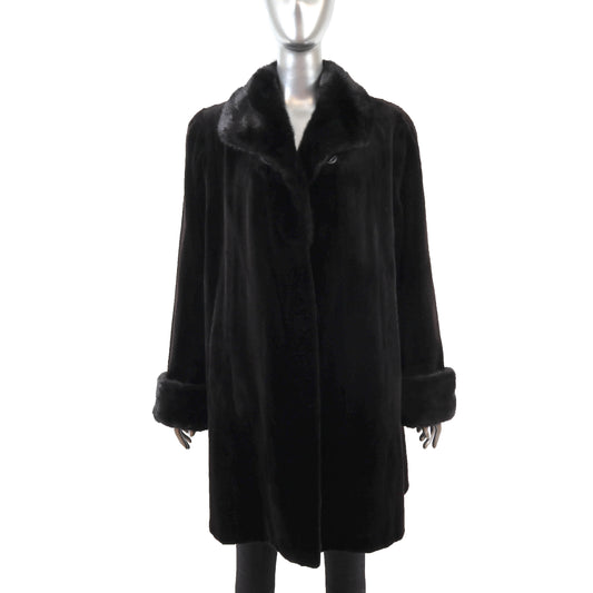 Black Sheared Mink 3/4 Coat Reversible to Taffeta- Size XL