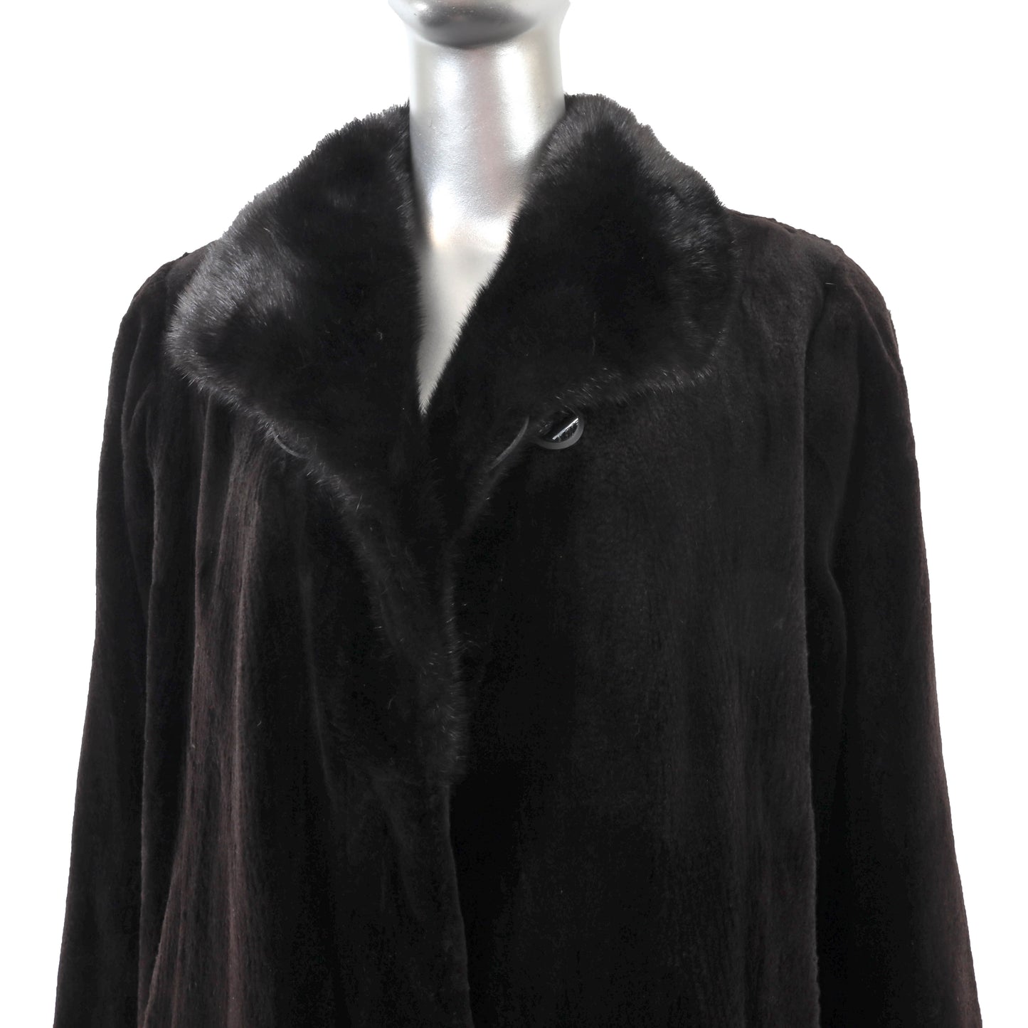 Black Sheared Mink 3/4 Coat Reversible to Taffeta- Size XL