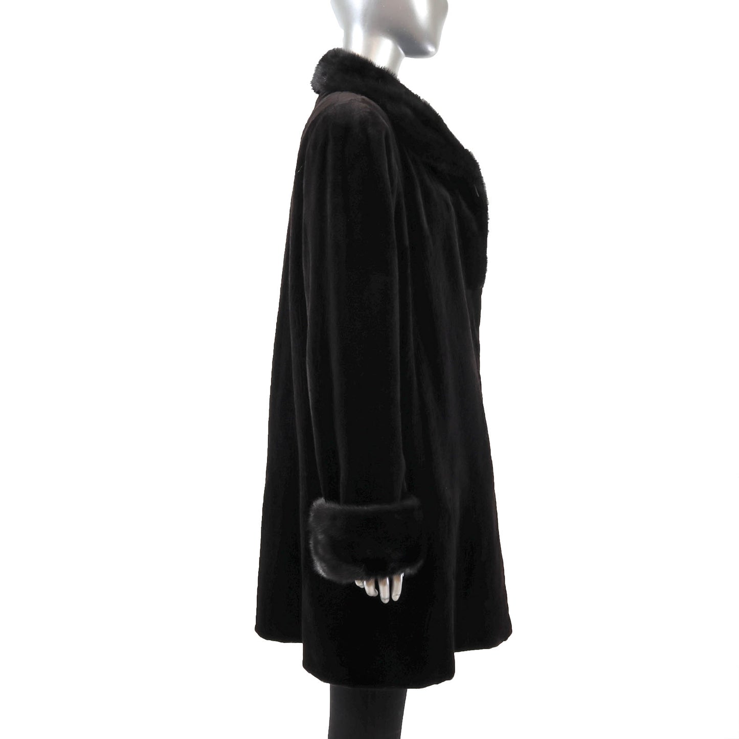 Black Sheared Mink 3/4 Coat Reversible to Taffeta- Size XL