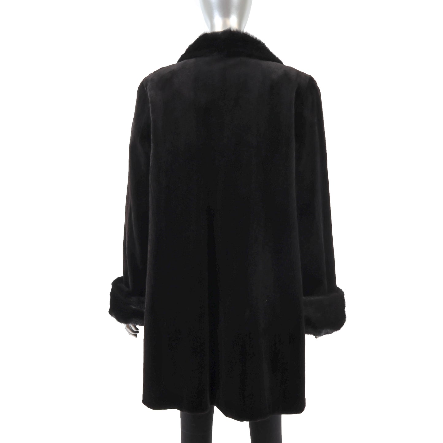 Black Sheared Mink 3/4 Coat Reversible to Taffeta- Size XL