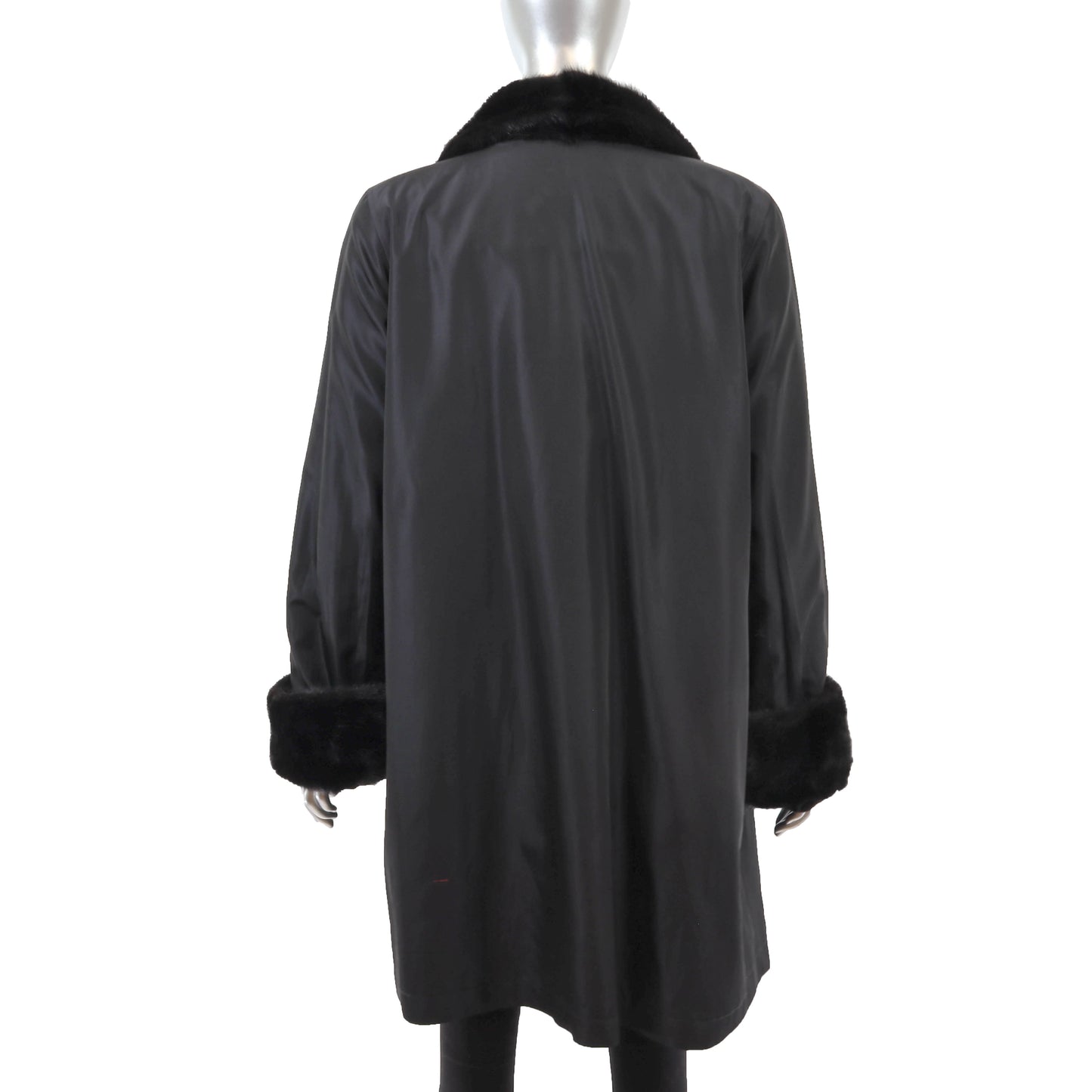 Black Sheared Mink 3/4 Coat Reversible to Taffeta- Size XL
