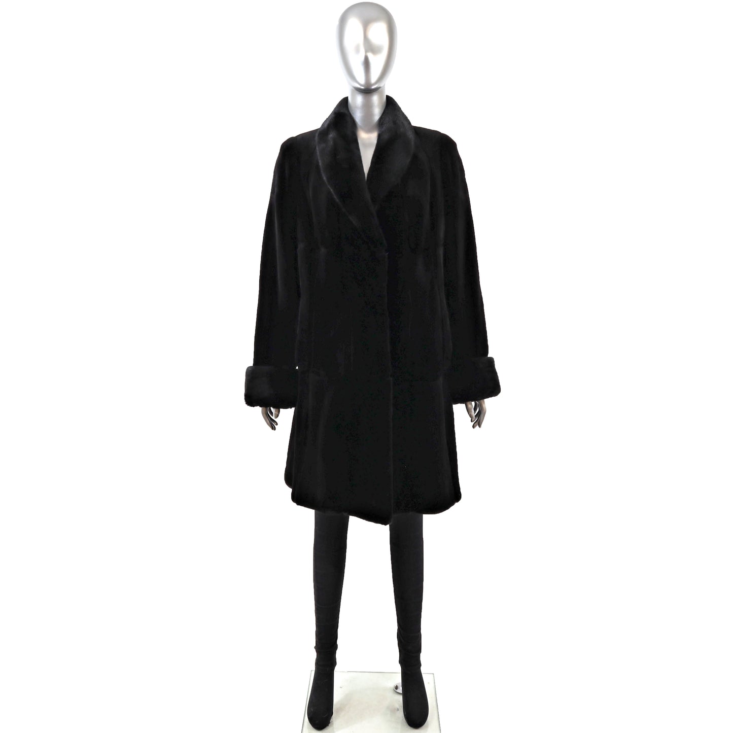 Black Sheared Mink Coat- Size M