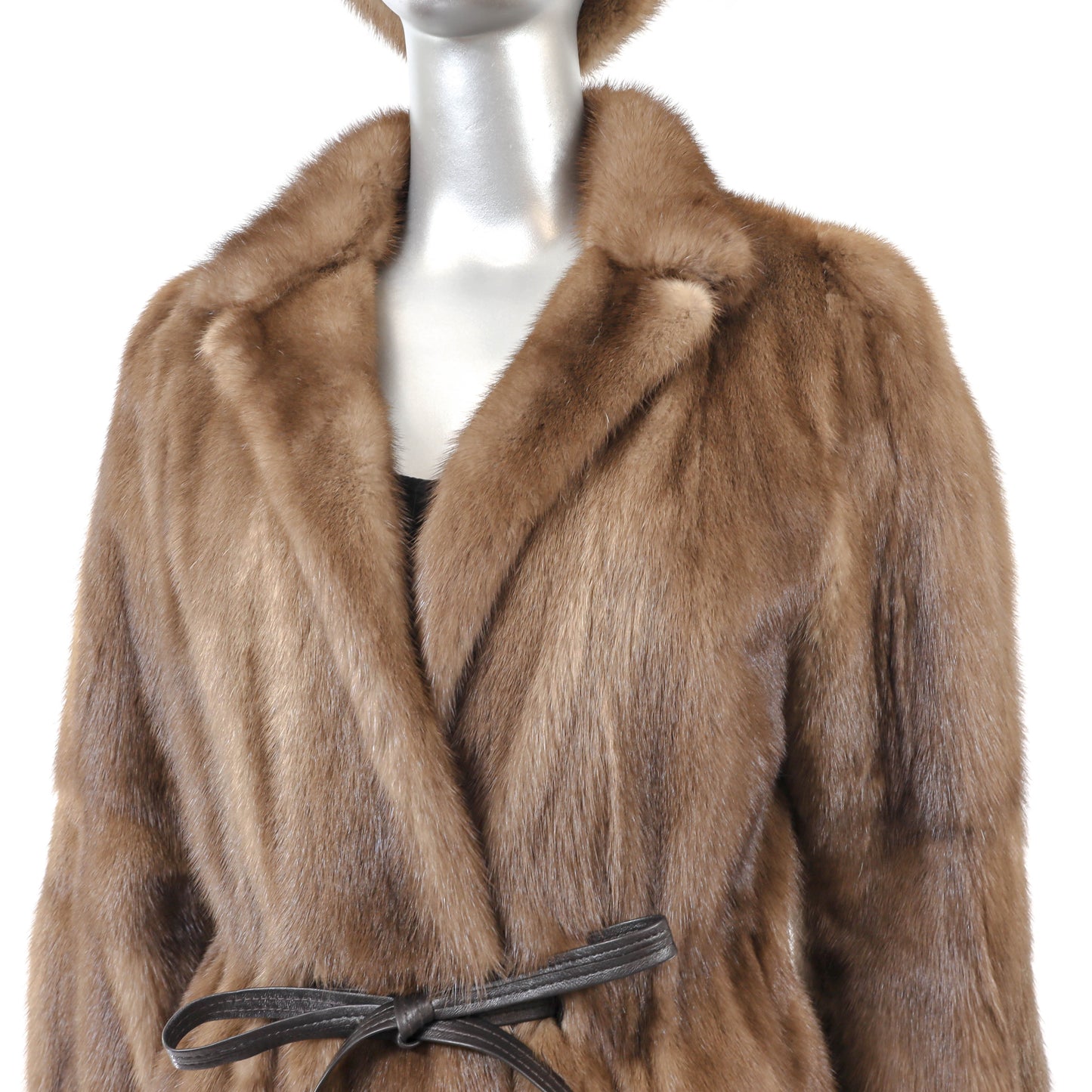 Light Brown Mink Coat with Matching Hat- Size M
