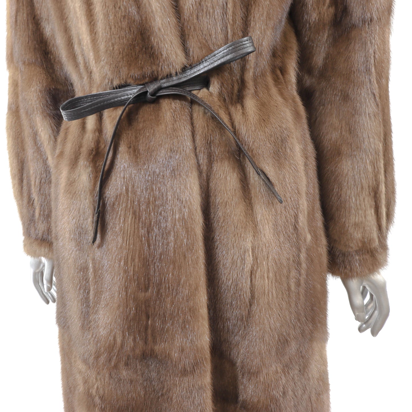 Light Brown Mink Coat with Matching Hat- Size M