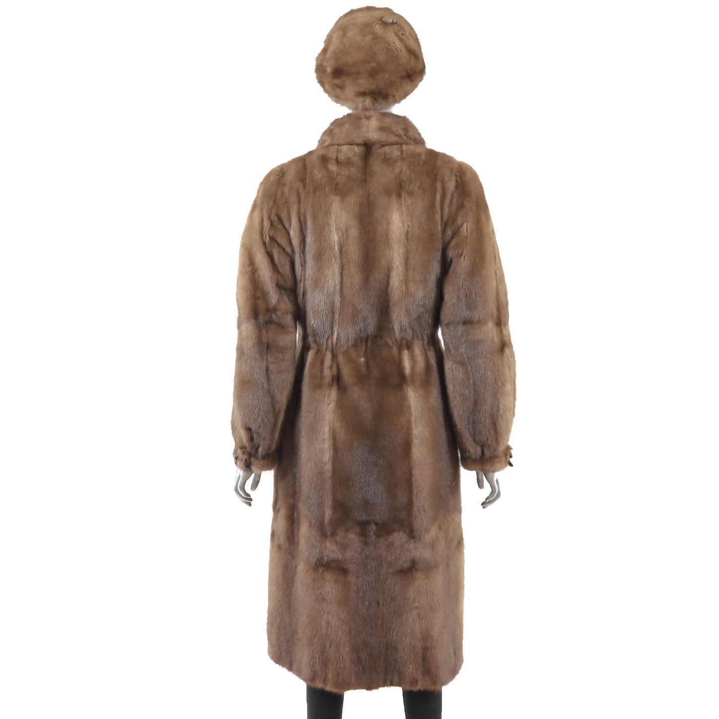 Light Brown Mink Coat with Matching Hat- Size M