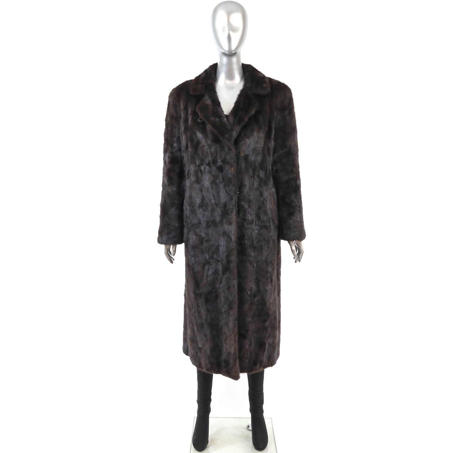 Brown Section Mink Coat- Size L