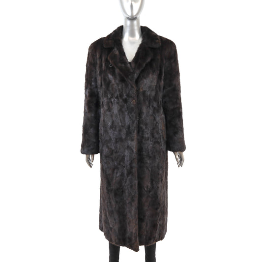 Brown Section Mink Coat- Size L