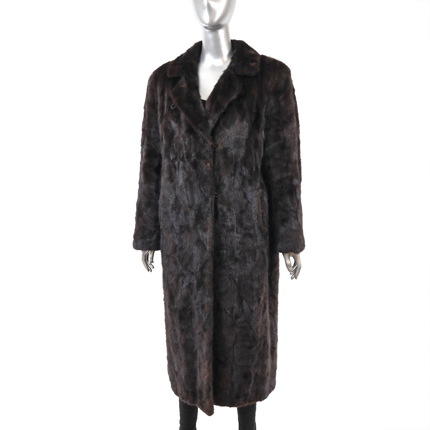 Brown Section Mink Coat- Size L