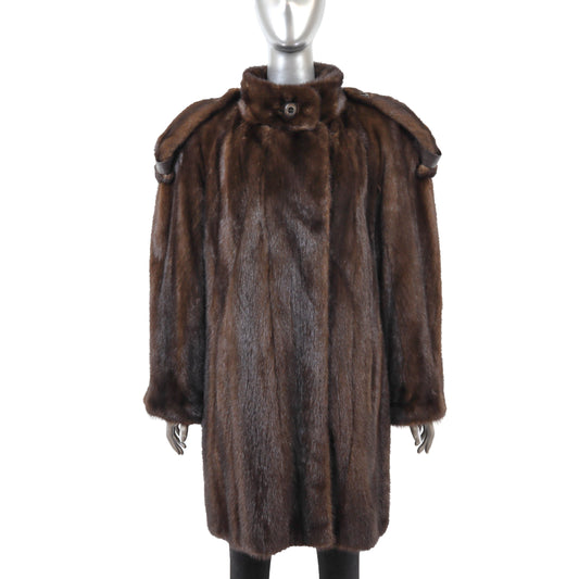 Brown Mink 3/4 Coat- Size XL