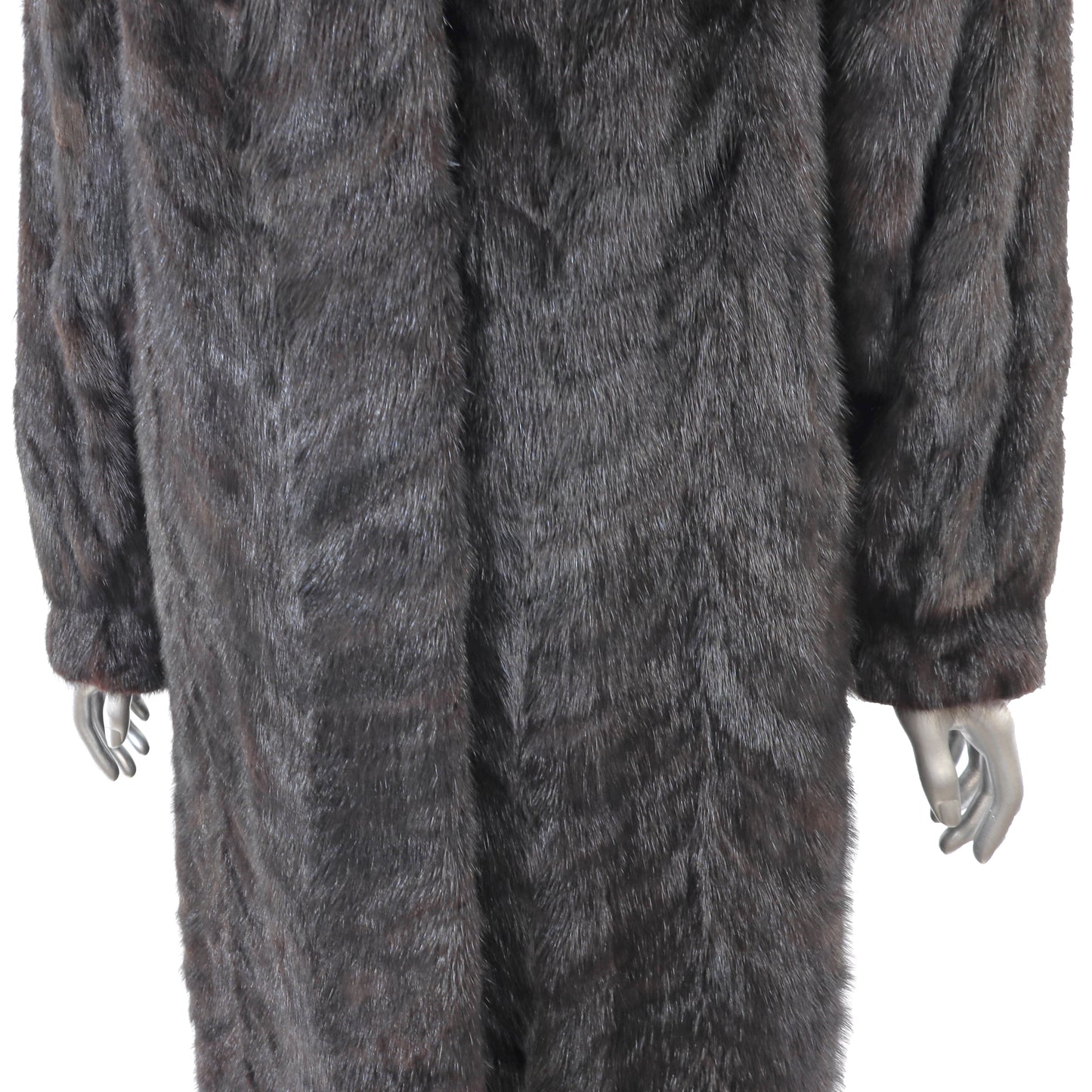 Dark Brown Section Mink Coat with Matching Hat- Size M