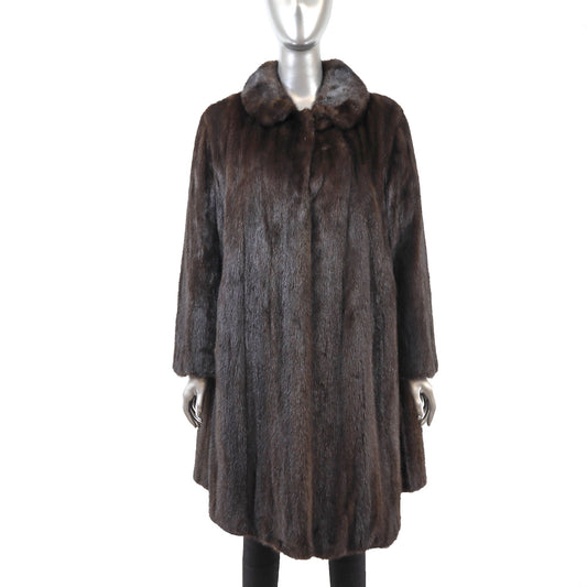Dark Brown Mink Coat- Size XL