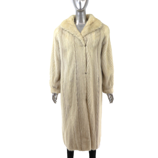 Ivory Chevron Mink Coat- Size S