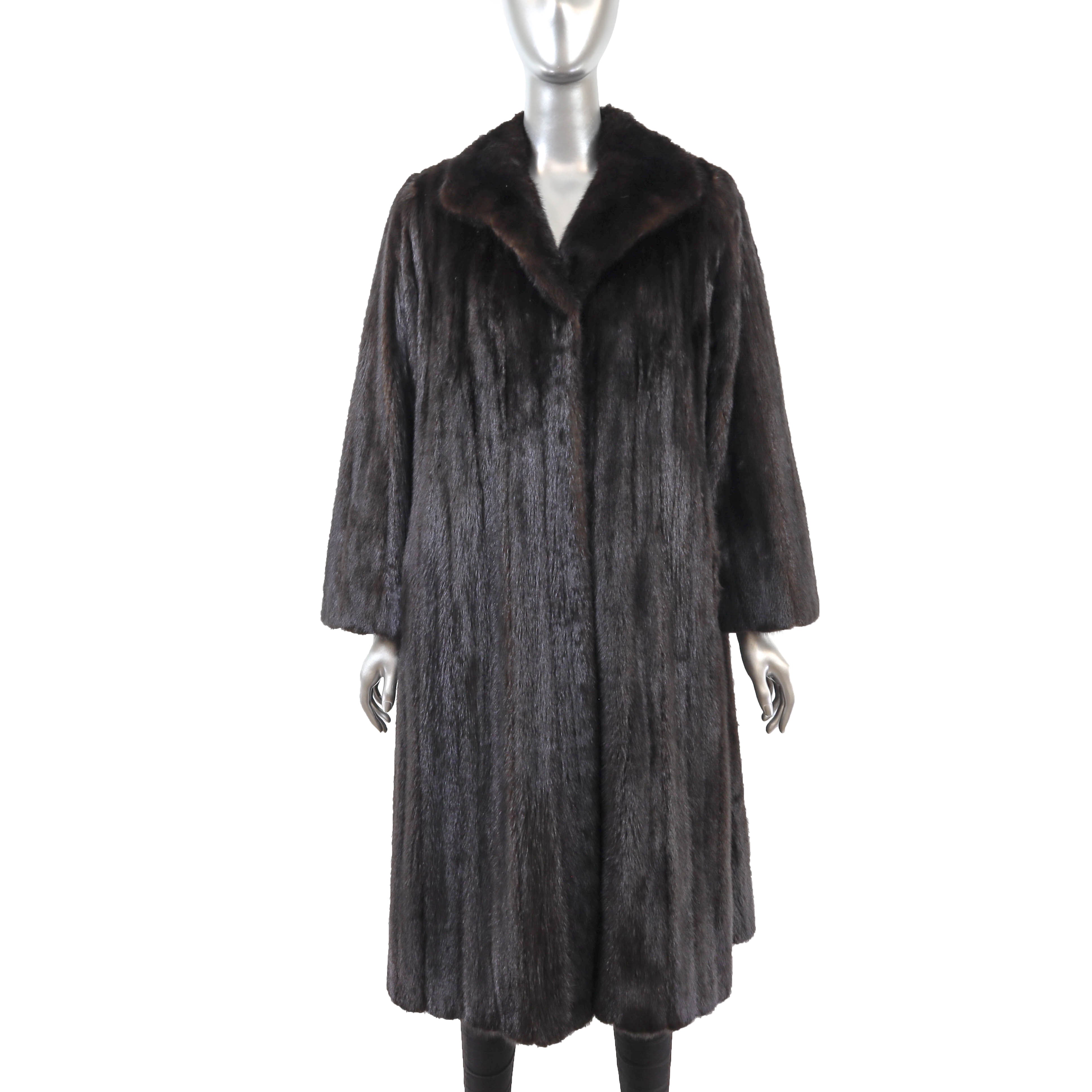 PIERRE BALMAIN ダークブラウン 毛皮ロングコート Pierre Balmain Dark Brown Mink Coat- Size L – VintageFurs