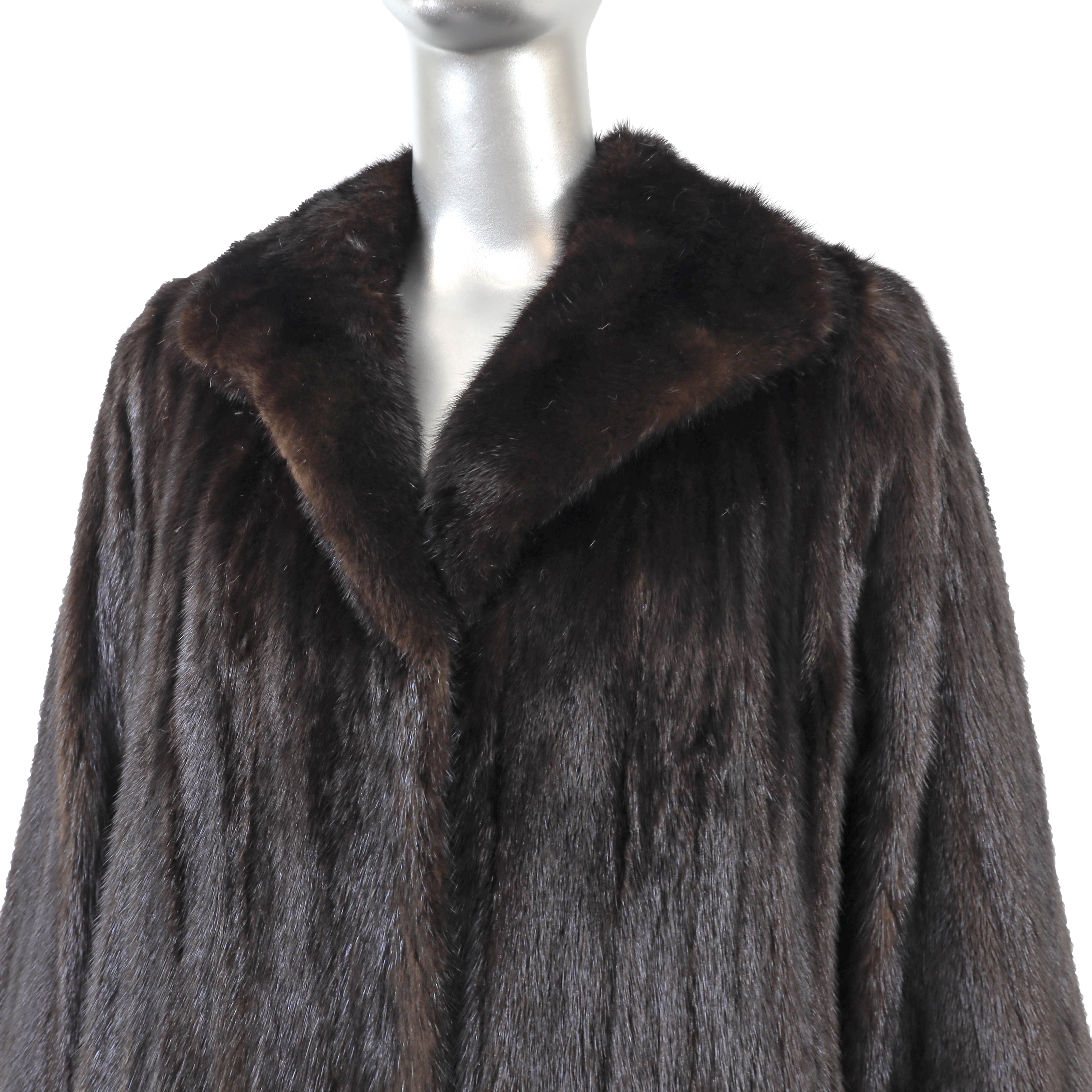 PIERRE BALMAIN ダークブラウン 毛皮ロングコート Pierre Balmain Dark Brown Mink Coat- Size L – VintageFurs