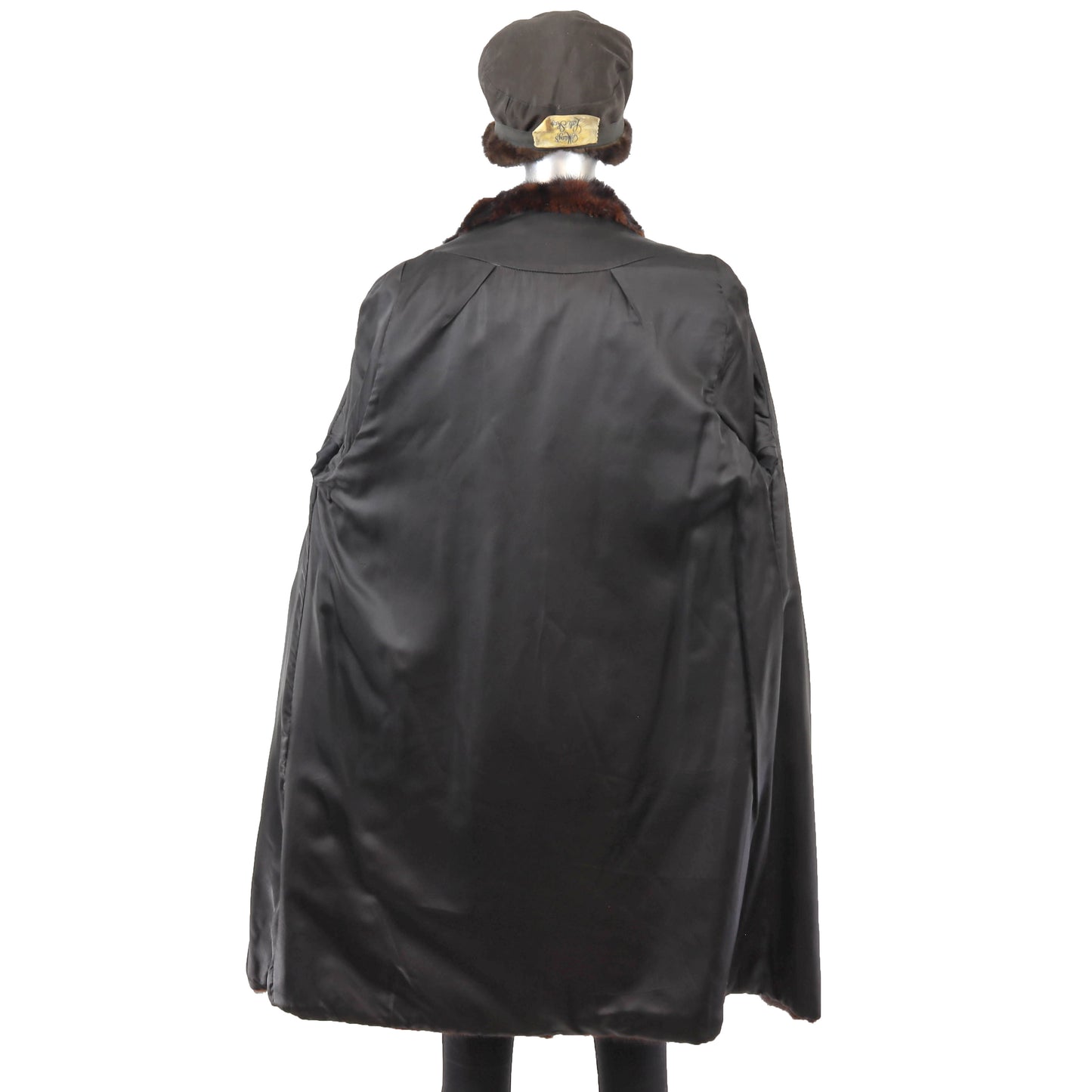 Dark Brown Mink 3/4 Coat with Matching Hat- Size L